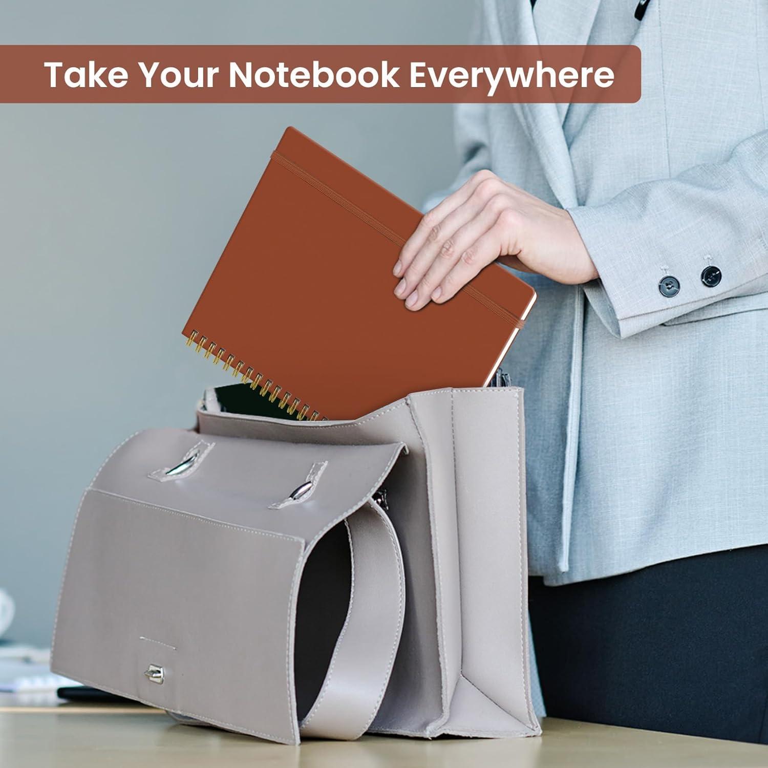 image:imageTaja Spiral Lined Notebook 85x11 Notebooks for Work Large A4 Journal for Women amp Men College Ruled Journaling Notebook for Writing Plastic Cover Spiral Journal PurpleC Rust Brown