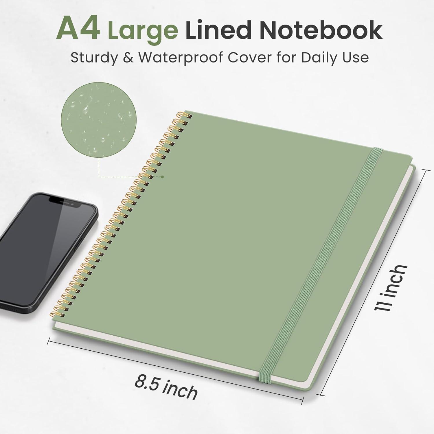 image:imageTaja Spiral Lined Notebook 85x11 Notebooks for Work Large A4 Journal for Women amp Men College Ruled Journaling Notebook for Writing Plastic Cover Spiral Journal PurpleBGreen