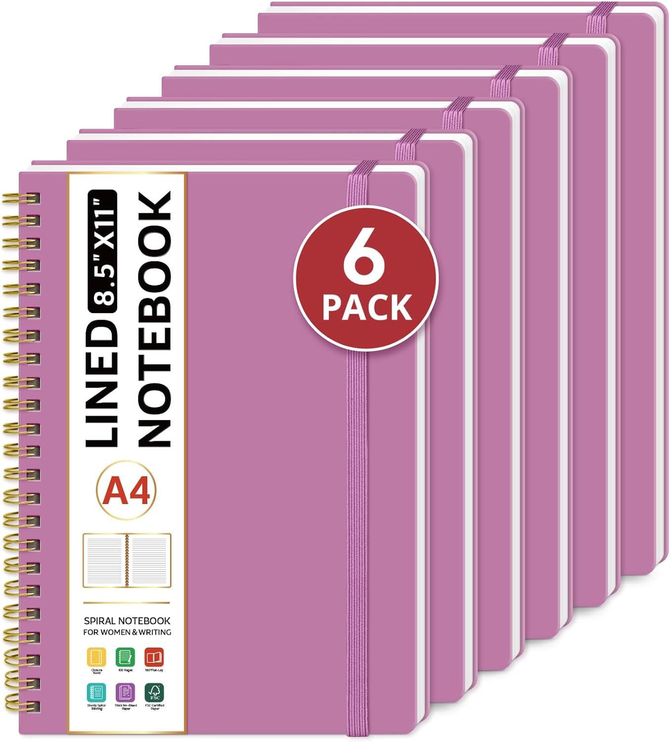 image:imageTaja Spiral Lined Notebook 85x11 Notebooks for Work Large A4 Journal for Women amp Men College Ruled Journaling Notebook for Writing Plastic Cover Spiral Journal PurpleAPurple