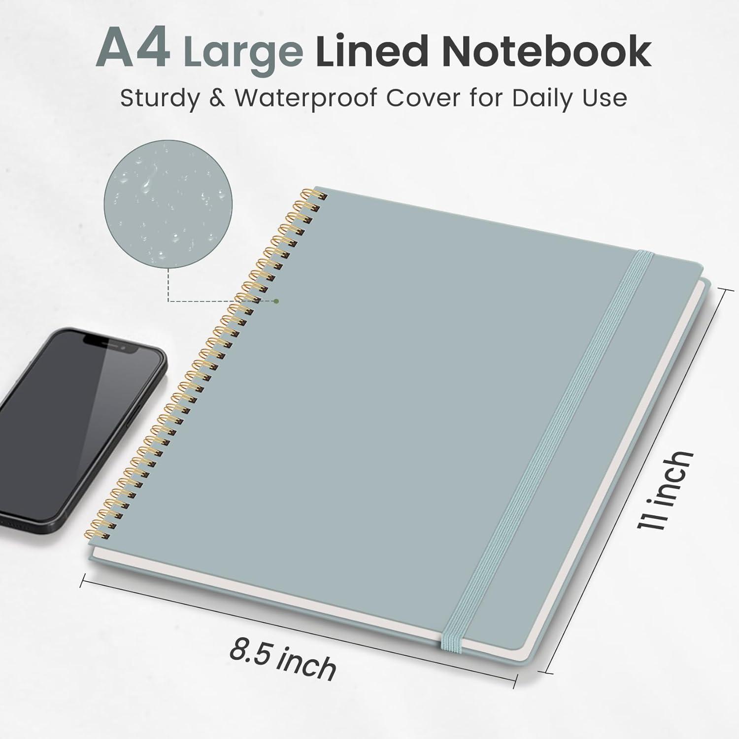 image:imageTaja Spiral Lined Notebook 85x11 Notebooks for Work Large A4 Journal for Women amp Men College Ruled Journaling Notebook for Writing Plastic Cover Spiral Journal PurpleIAiry Blue