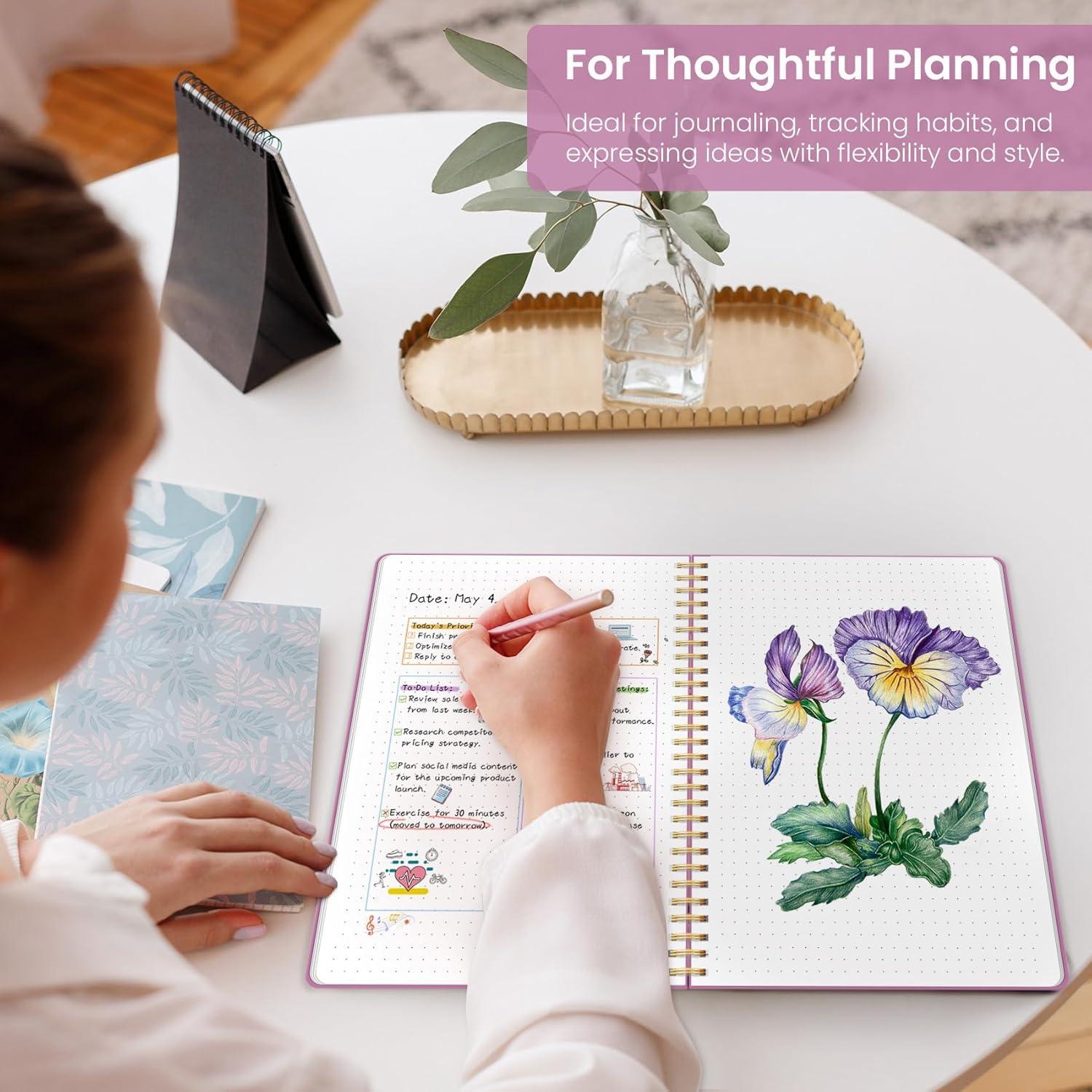 image:imageTaja Spiral Lined Notebook 85x11 Notebooks for Work Large A4 Journal for Women amp Men College Ruled Journaling Notebook for Writing Plastic Cover Spiral Journal PurpleAPurple