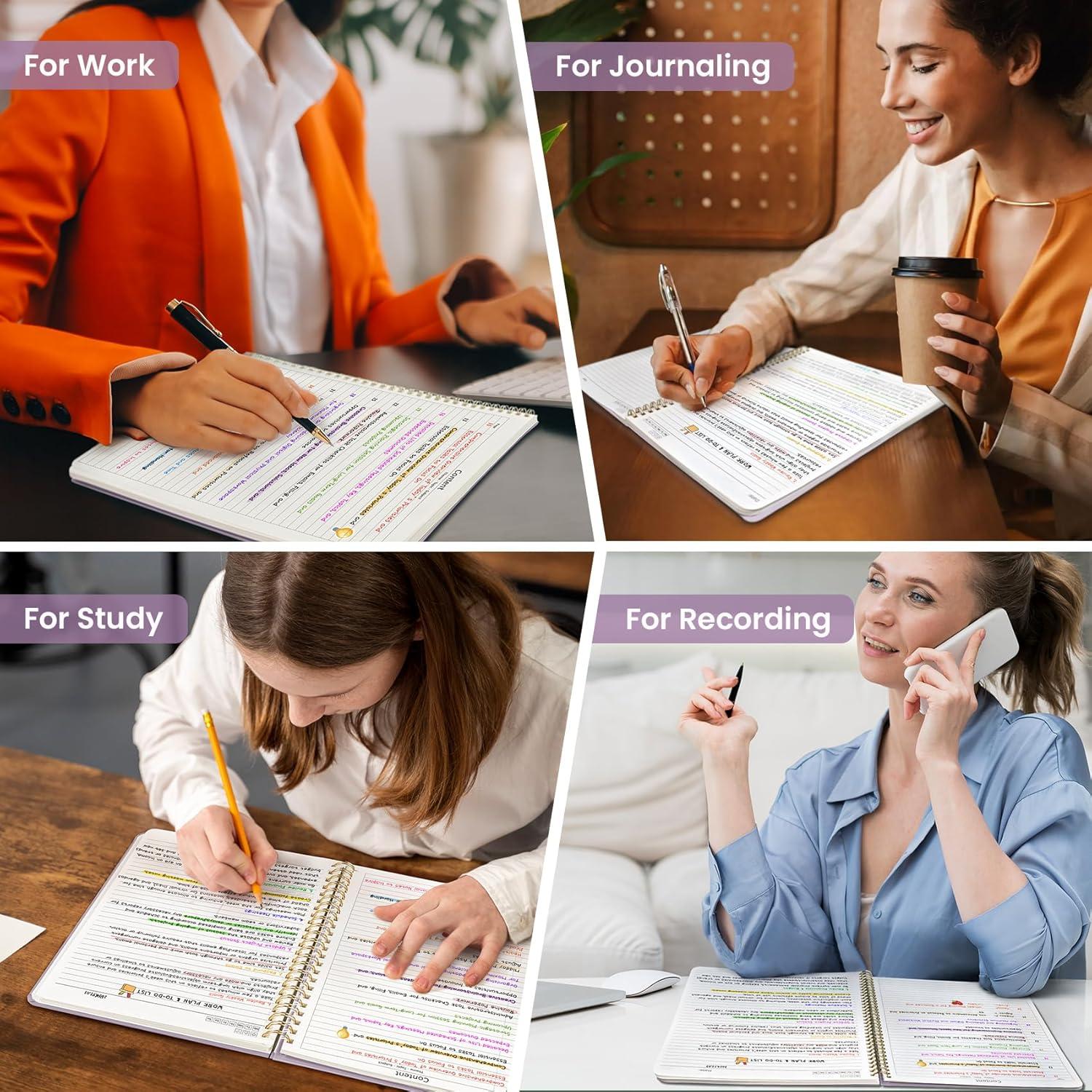 image:imageTaja Spiral Lined Notebook 85x11 Notebooks for Work Large A4 Journal for Women amp Men College Ruled Journaling Notebook for Writing Plastic Cover Spiral Journal PurpleGLilac