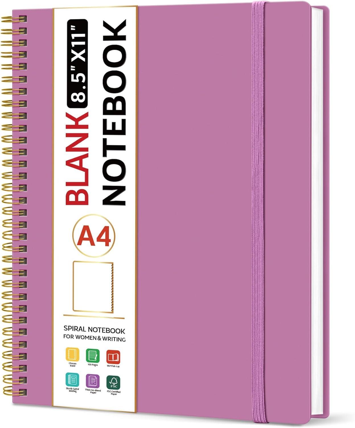 image:imageTaja Spiral Lined Notebook 85x11 Notebooks for Work Large A4 Journal for Women amp Men College Ruled Journaling Notebook for Writing Plastic Cover Spiral Journal PurpleAPurple