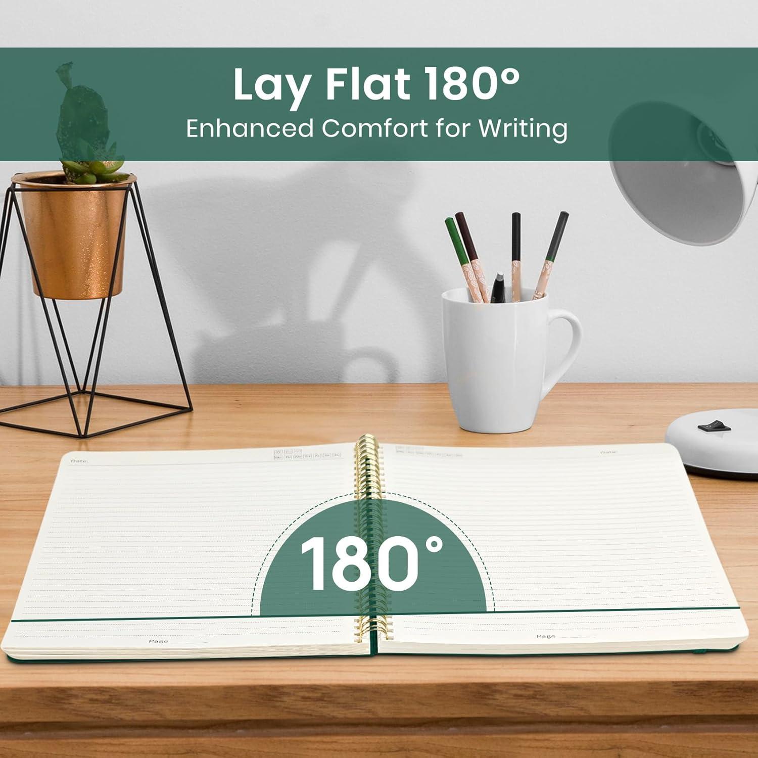 image:imageTaja Spiral Lined Notebook 85x11 Notebooks for Work Large A4 Journal for Women amp Men College Ruled Journaling Notebook for Writing Plastic Cover Spiral Journal PurpleL Dark Green