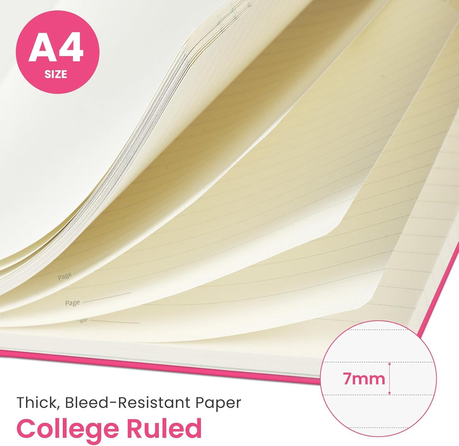 image:imageTaja Spiral Lined Notebook 85x11 Notebooks for Work Large A4 Journal for Women amp Men College Ruled Journaling Notebook for Writing Plastic Cover Spiral Journal PurpleM Berry Pink