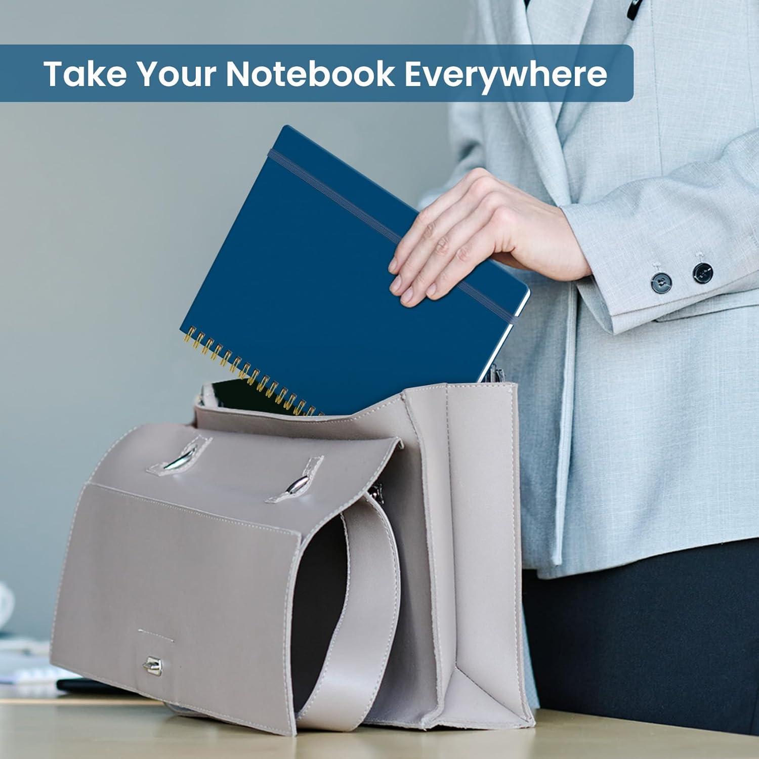 image:imageTaja Spiral Lined Notebook 85x11 Notebooks for Work Large A4 Journal for Women amp Men College Ruled Journaling Notebook for Writing Plastic Cover Spiral Journal PurpleL Navy Blue