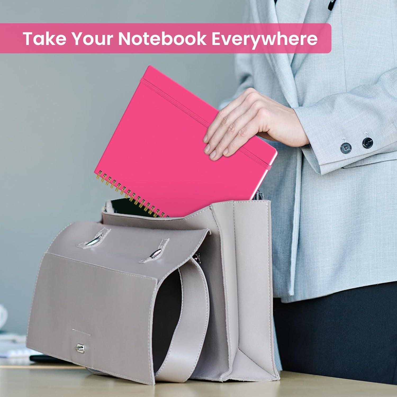 image:imageTaja Spiral Lined Notebook 85x11 Notebooks for Work Large A4 Journal for Women amp Men College Ruled Journaling Notebook for Writing Plastic Cover Spiral Journal PurpleM Berry Pink