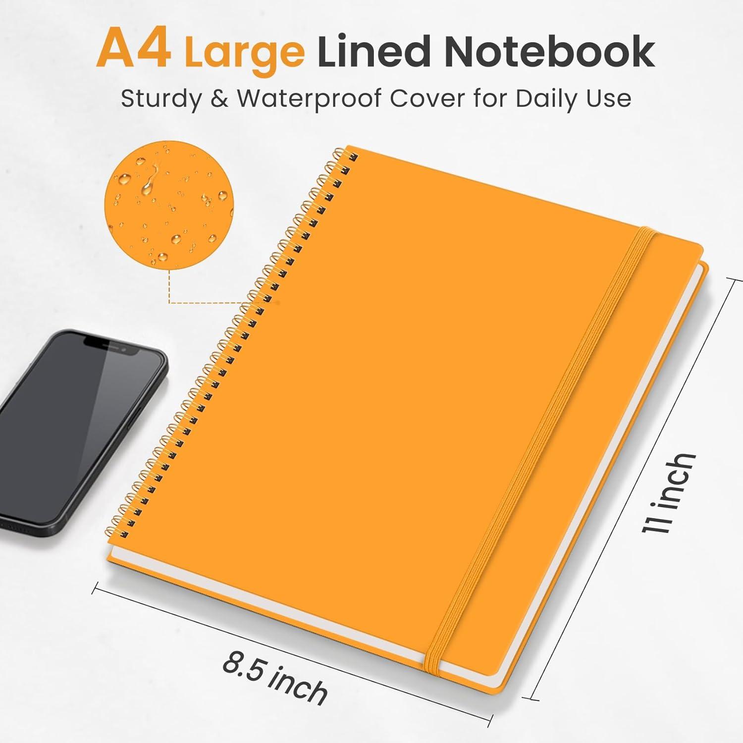 image:imageTaja Spiral Lined Notebook 85x11 Notebooks for Work Large A4 Journal for Women amp Men College Ruled Journaling Notebook for Writing Plastic Cover Spiral Journal PurpleN Yellow