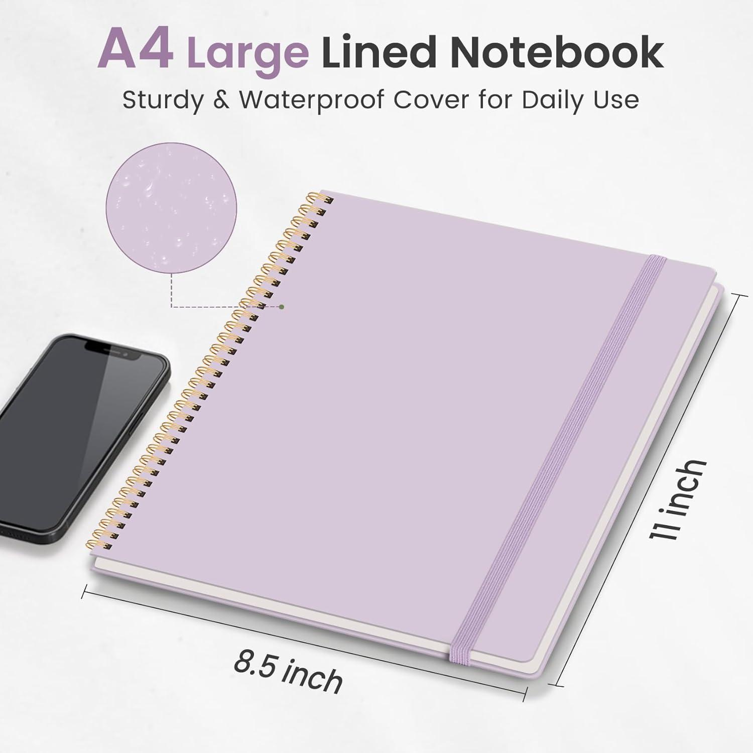 image:imageTaja Spiral Lined Notebook 85x11 Notebooks for Work Large A4 Journal for Women amp Men College Ruled Journaling Notebook for Writing Plastic Cover Spiral Journal PurpleGLilac