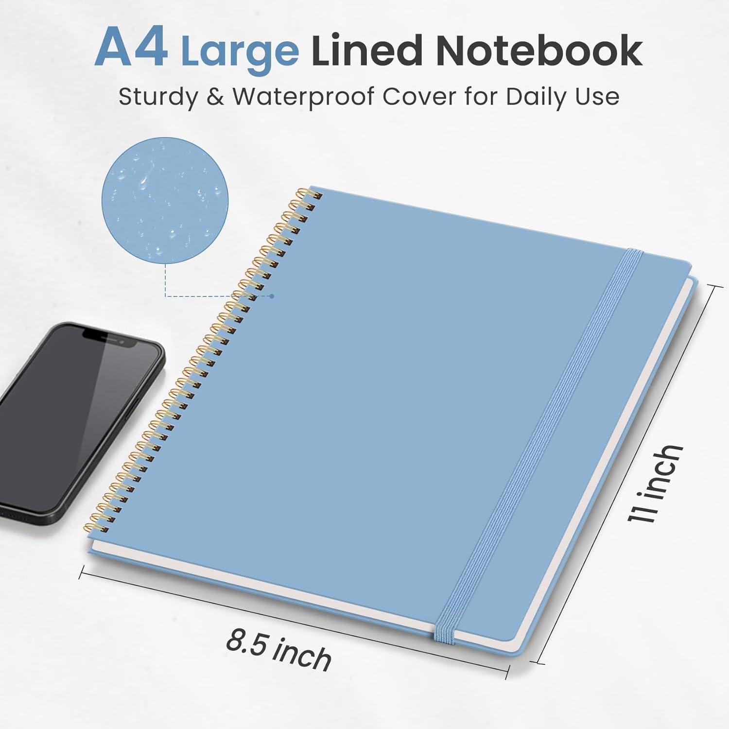 image:imageTaja Spiral Lined Notebook 85x11 Notebooks for Work Large A4 Journal for Women amp Men College Ruled Journaling Notebook for Writing Plastic Cover Spiral Journal PurpleCBlue