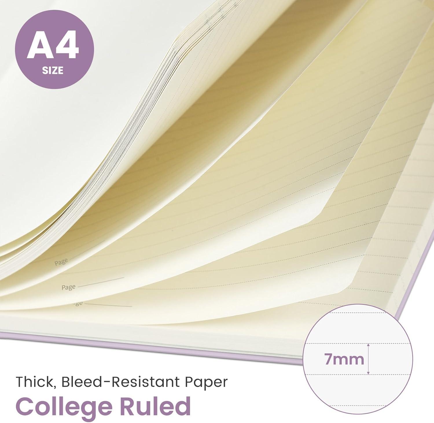 image:imageTaja Spiral Lined Notebook 85x11 Notebooks for Work Large A4 Journal for Women amp Men College Ruled Journaling Notebook for Writing Plastic Cover Spiral Journal PurpleGLilac