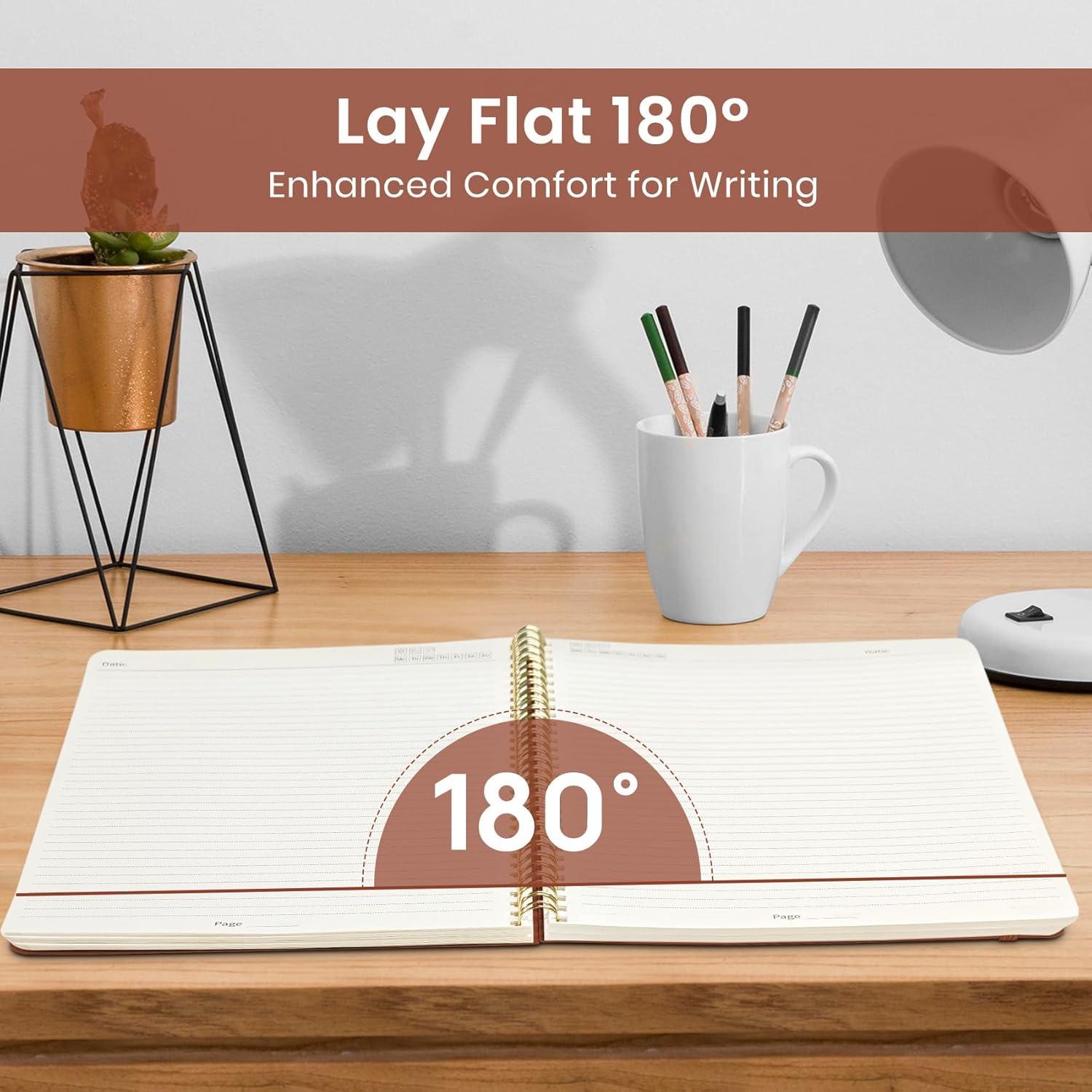 image:imageTaja Spiral Lined Notebook 85x11 Notebooks for Work Large A4 Journal for Women amp Men College Ruled Journaling Notebook for Writing Plastic Cover Spiral Journal PurpleC Rust Brown