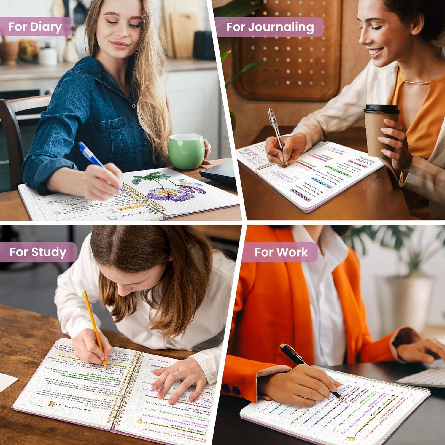 image:imageTaja Spiral Lined Notebook 85x11 Notebooks for Work Large A4 Journal for Women amp Men College Ruled Journaling Notebook for Writing Plastic Cover Spiral Journal PurpleAPurple
