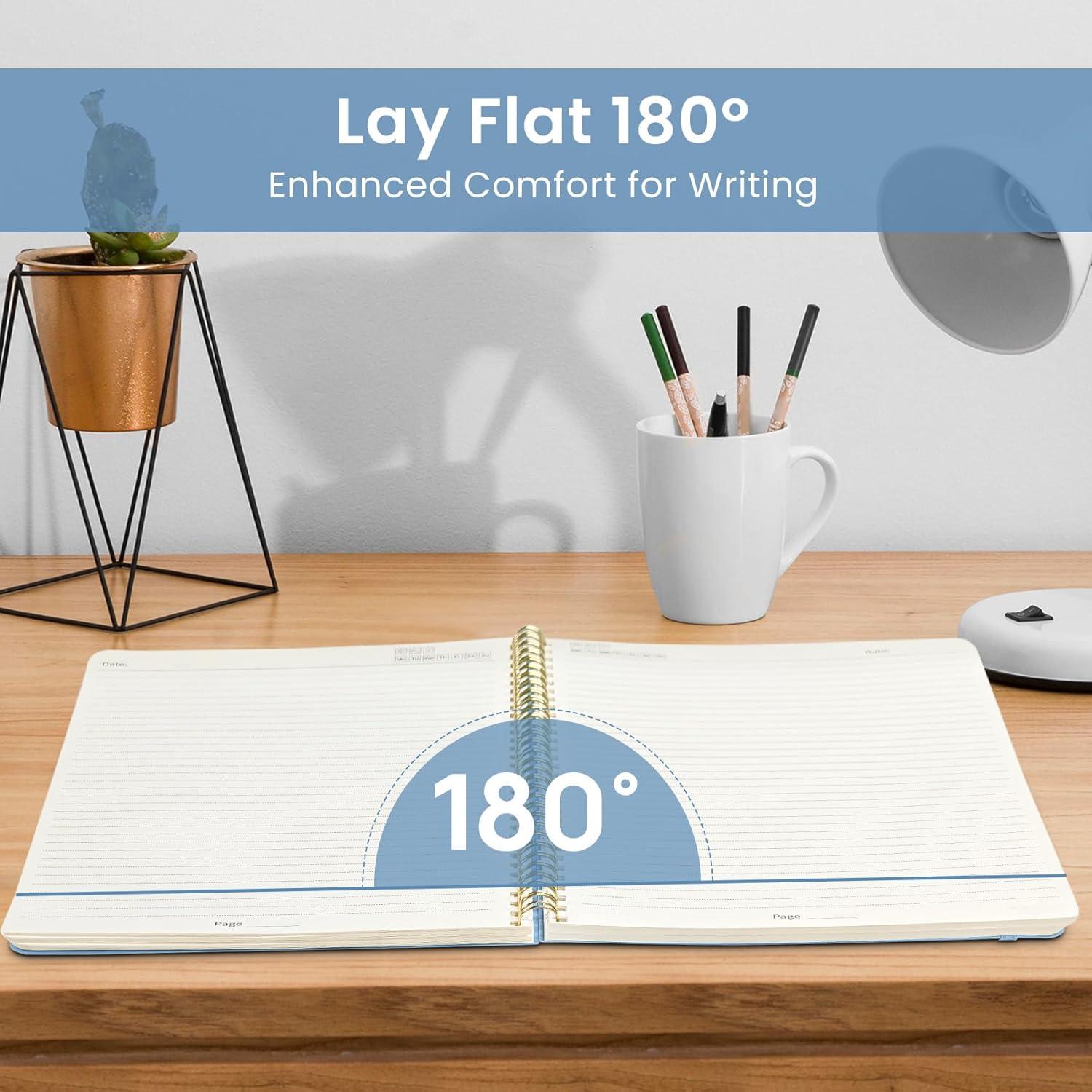 image:imageTaja Spiral Lined Notebook 85x11 Notebooks for Work Large A4 Journal for Women amp Men College Ruled Journaling Notebook for Writing Plastic Cover Spiral Journal PurpleCBlue