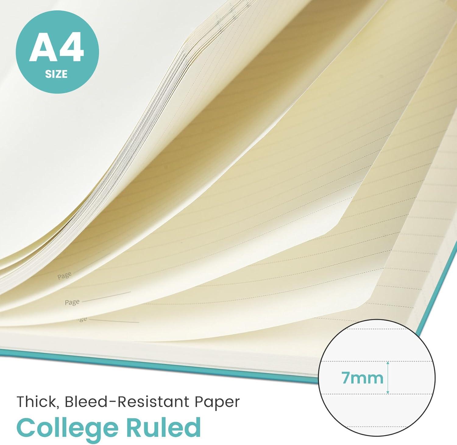 image:imageTaja Spiral Lined Notebook 85x11 Notebooks for Work Large A4 Journal for Women amp Men College Ruled Journaling Notebook for Writing Plastic Cover Spiral Journal PurpleEAquamarine