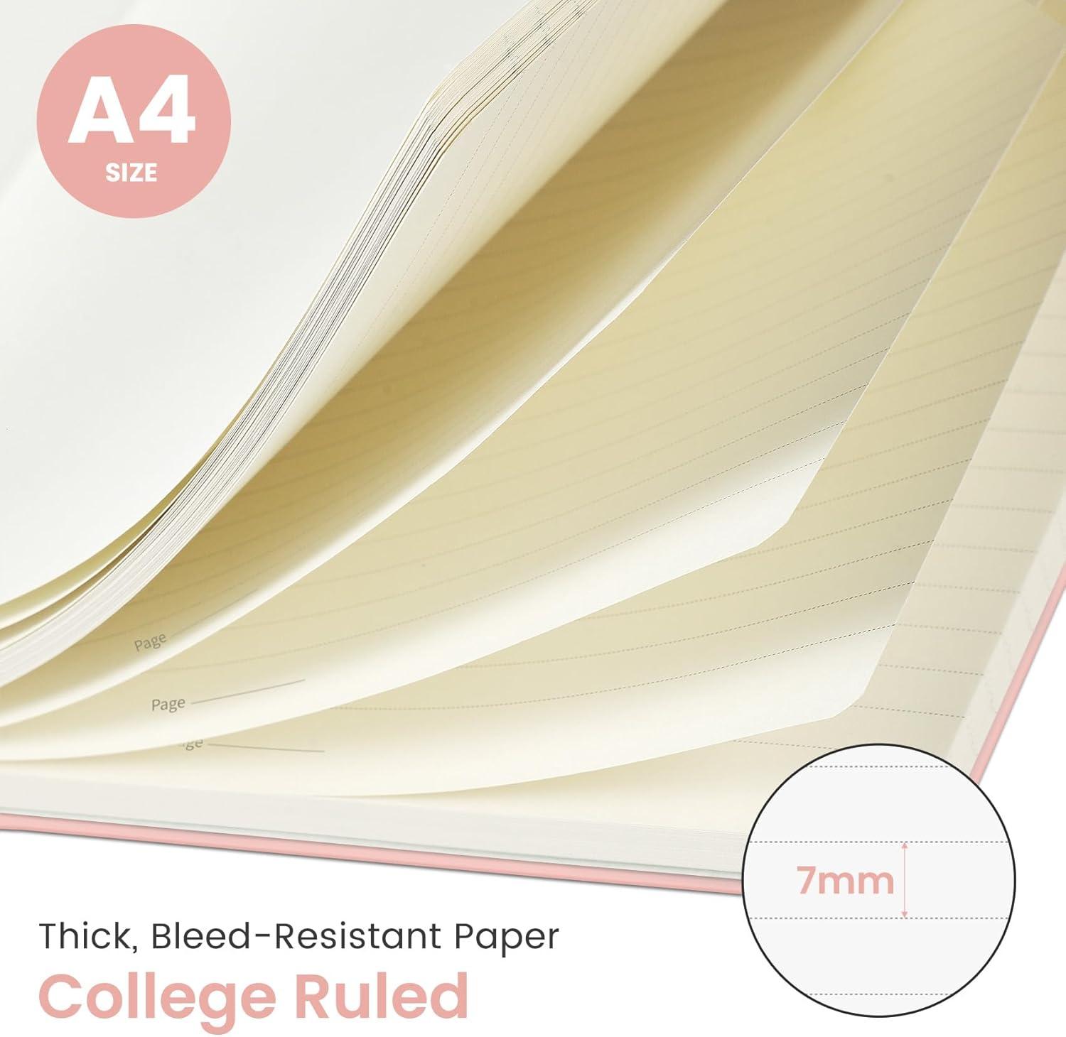 image:imageTaja Spiral Lined Notebook 85x11 Notebooks for Work Large A4 Journal for Women amp Men College Ruled Journaling Notebook for Writing Plastic Cover Spiral Journal PurpleBPink