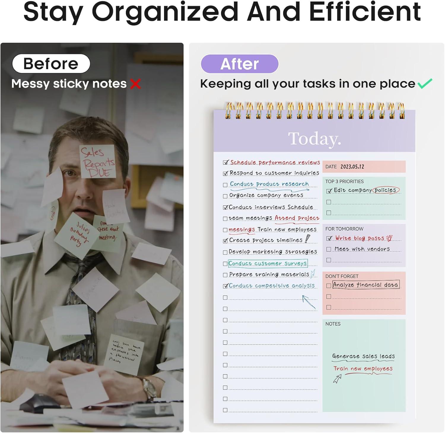 image:imageTaja To Do List Notepad To Do List Notebook for Work with 52 Sheets 98 x 65 Undated Daily Planner Perfect for Daily Tasks and Goal Setting Notepad Suitable for Office Home amp School Greenery SwayzMulti