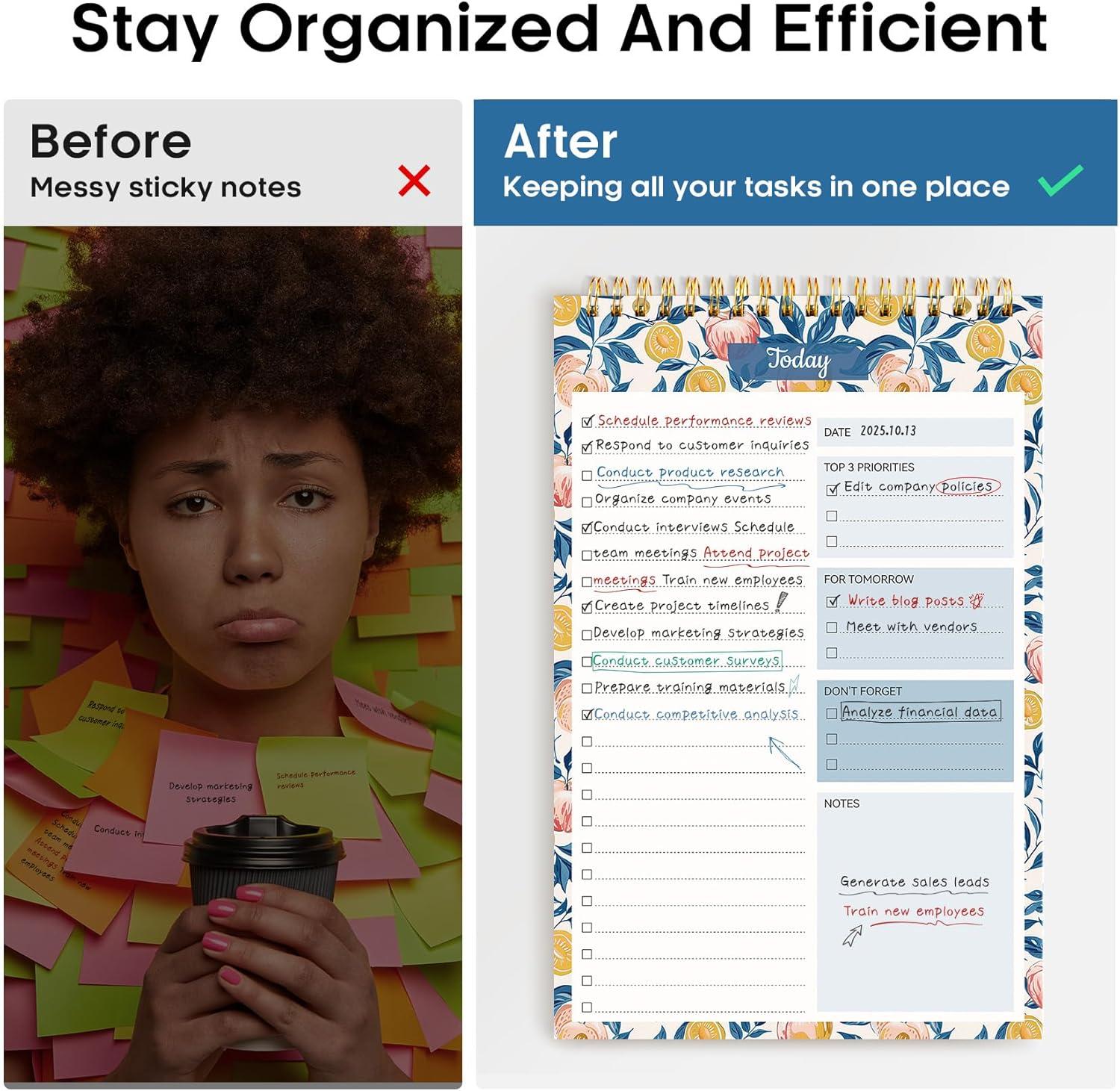 image:imageTaja To Do List Notepad To Do List Notebook for Work with 52 Sheets 98 x 65 Undated Daily Planner Perfect for Daily Tasks and Goal Setting Notepad Suitable for Office Home amp School Greenery SwaysCitrus Grove