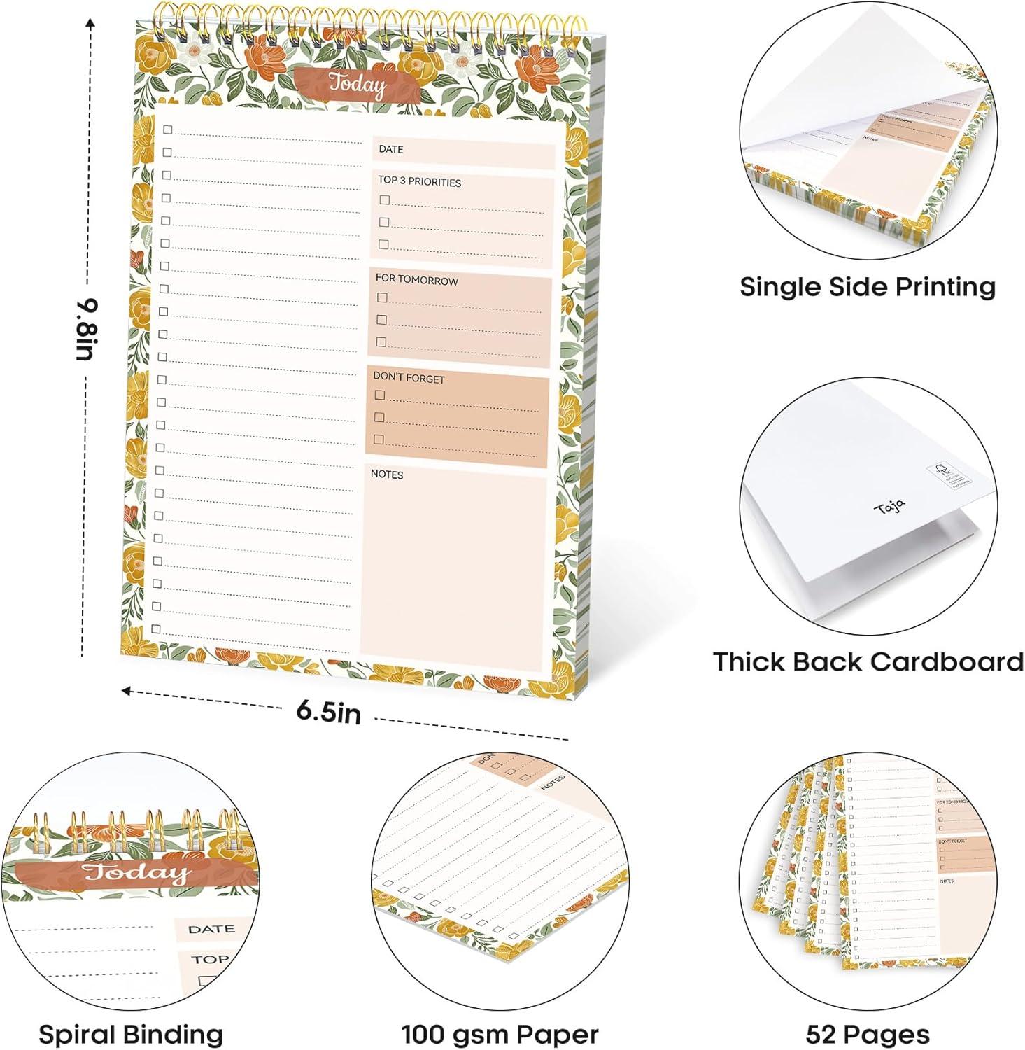 image:imageTaja To Do List Notepad To Do List Notebook for Work with 52 Sheets 98 x 65 Undated Daily Planner Perfect for Daily Tasks and Goal Setting Notepad Suitable for Office Home amp School Greenery SwayrSunshine Field