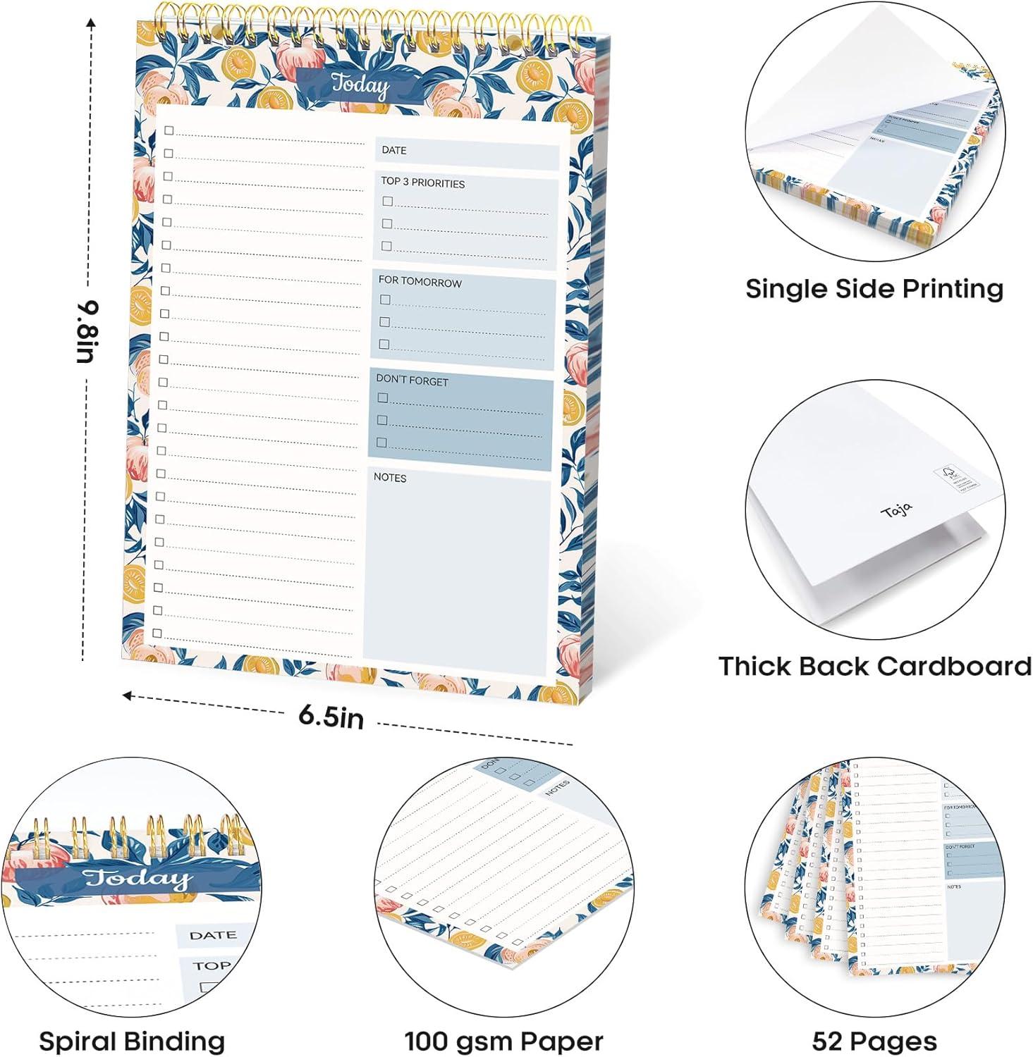 image:imageTaja To Do List Notepad To Do List Notebook for Work with 52 Sheets 98 x 65 Undated Daily Planner Perfect for Daily Tasks and Goal Setting Notepad Suitable for Office Home amp School Greenery SwaysCitrus Grove