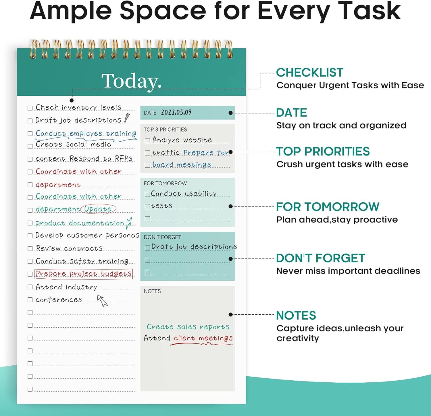 image:imageTaja To Do List Notepad To Do List Notebook for Work with 52 Sheets 98 x 65 Undated Daily Planner Perfect for Daily Tasks and Goal Setting Notepad Suitable for Office Home amp School Greenery SwayaGreenery Sway
