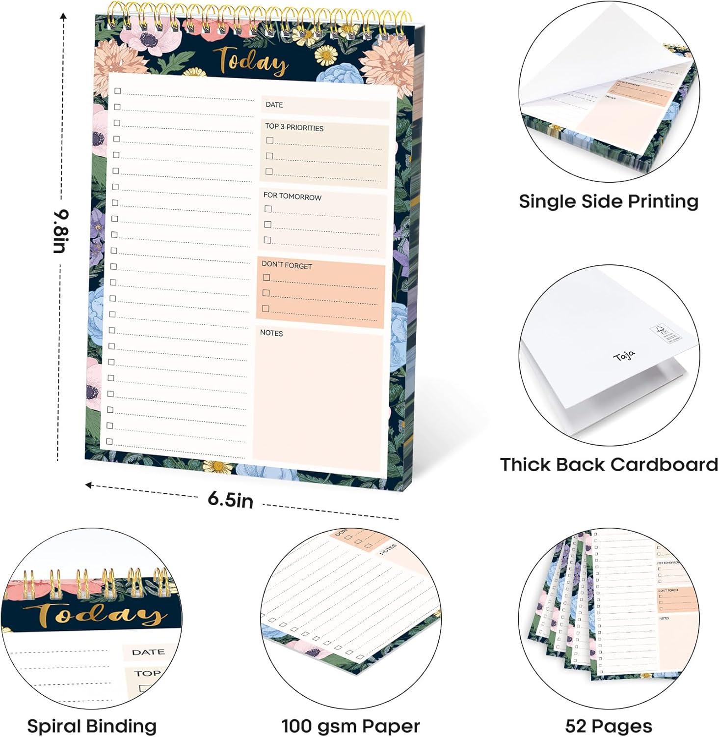 image:imageTaja To Do List Notepad To Do List Notebook for Work with 52 Sheets 98 x 65 Undated Daily Planner Perfect for Daily Tasks and Goal Setting Notepad Suitable for Office Home amp School Greenery SwayzFloral Symphony
