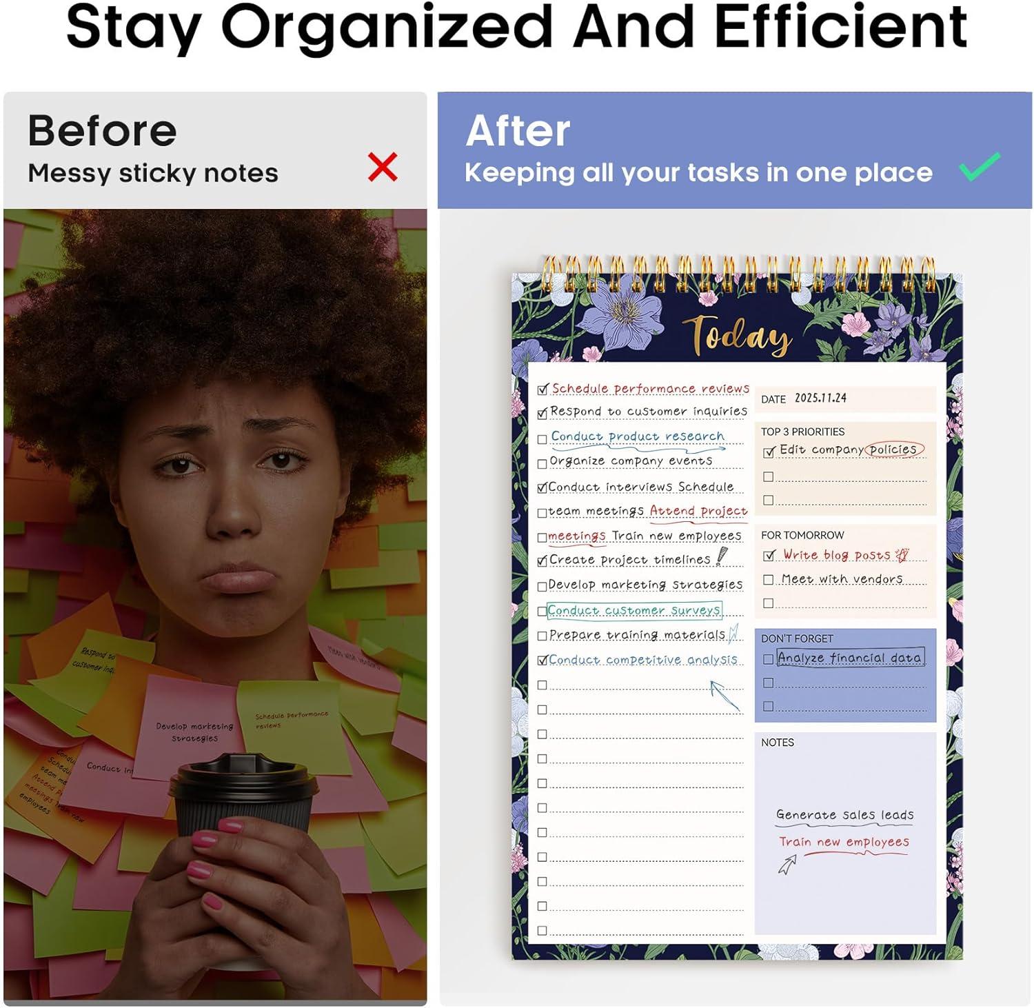 image:imageTaja To Do List Notepad To Do List Notebook for Work with 52 Sheets 98 x 65 Undated Daily Planner Perfect for Daily Tasks and Goal Setting Notepad Suitable for Office Home amp School Greenery SwayxBlue Meadow
