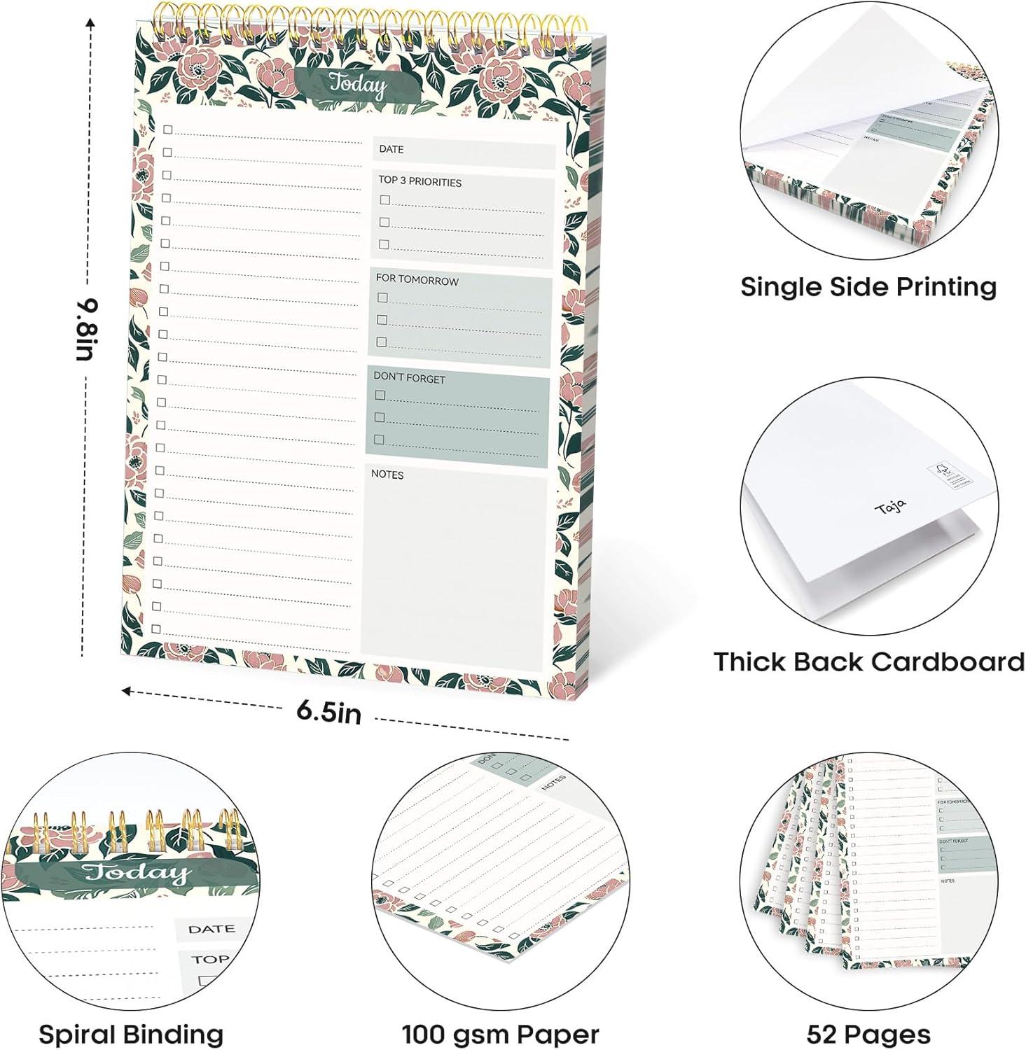 image:imageTaja To Do List Notepad To Do List Notebook for Work with 52 Sheets 98 x 65 Undated Daily Planner Perfect for Daily Tasks and Goal Setting Notepad Suitable for Office Home amp School Greenery SwaytRose Meadow