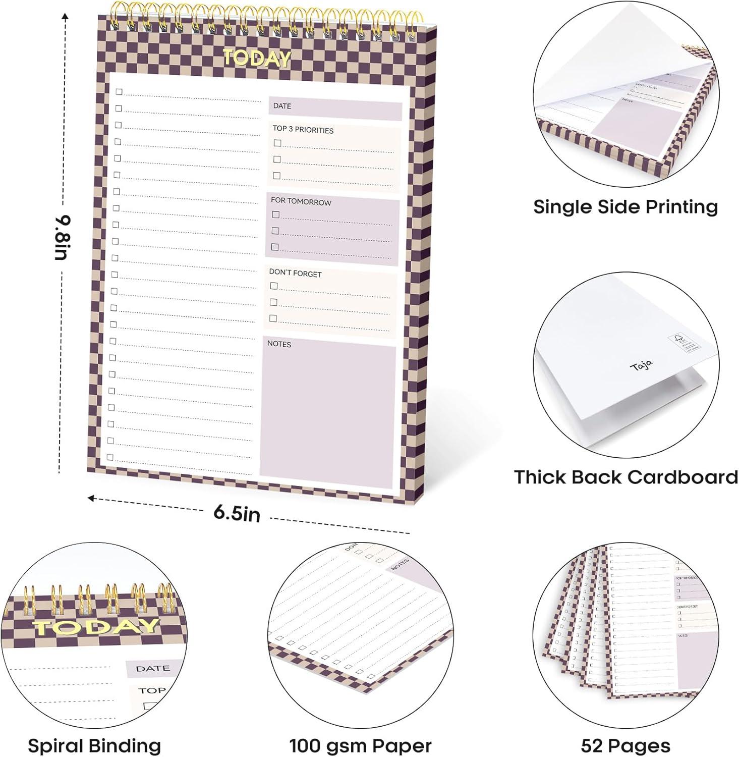 image:imageTaja To Do List Notepad To Do List Notebook for Work with 52 Sheets 98 x 65 Undated Daily Planner Perfect for Daily Tasks and Goal Setting Notepad Suitable for Office Home amp School Greenery SwayzLilac Checkered