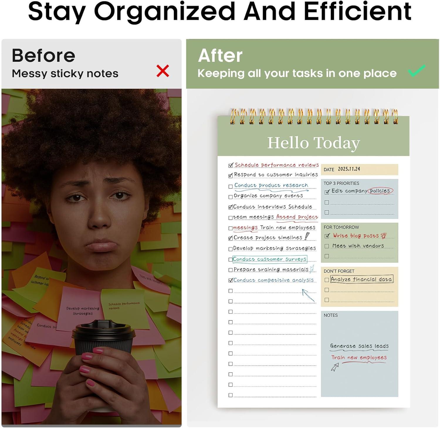image:imageTaja To Do List Notepad To Do List Notebook for Work with 52 Sheets 98 x 65 Undated Daily Planner Perfect for Daily Tasks and Goal Setting Notepad Suitable for Office Home amp School Greenery SwayvGreen