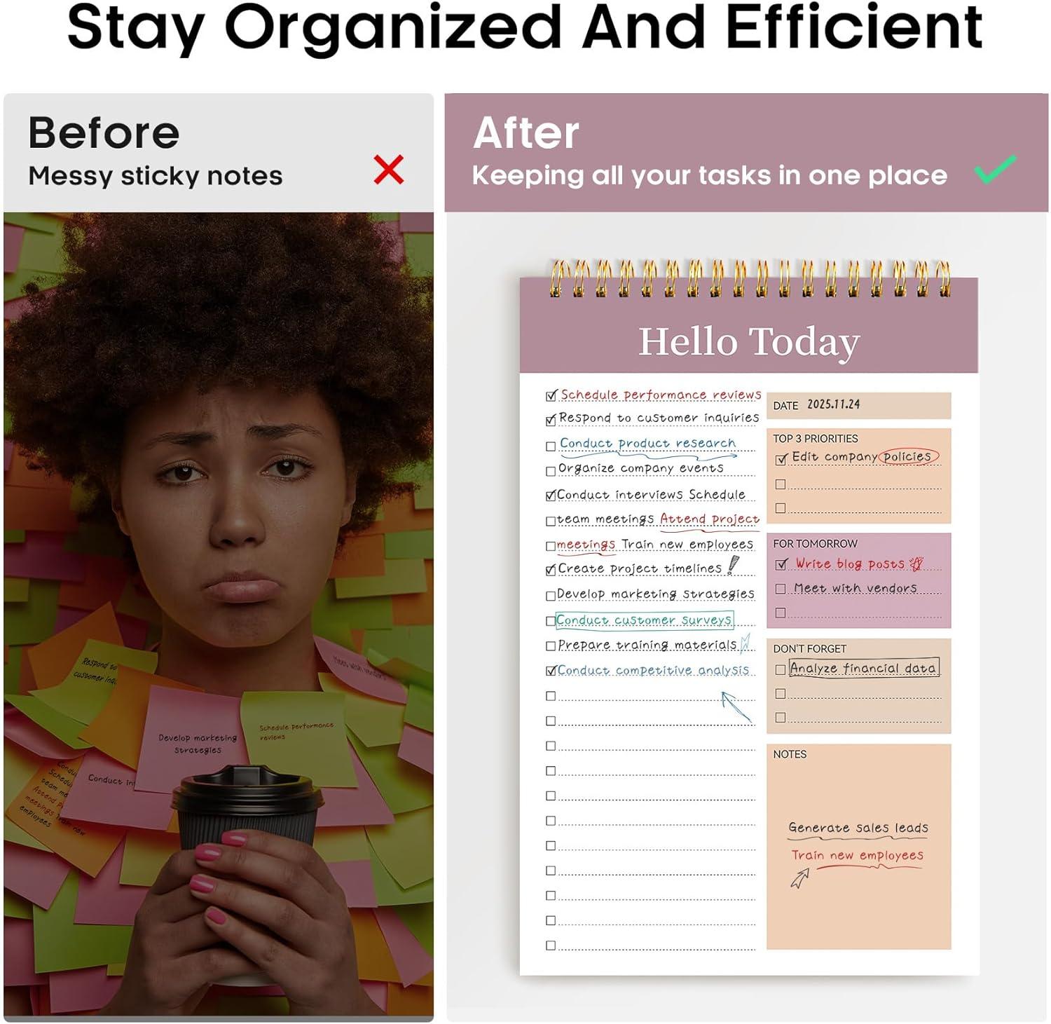 image:imageTaja To Do List Notepad To Do List Notebook for Work with 52 Sheets 98 x 65 Undated Daily Planner Perfect for Daily Tasks and Goal Setting Notepad Suitable for Office Home amp School Greenery SwaywPurple