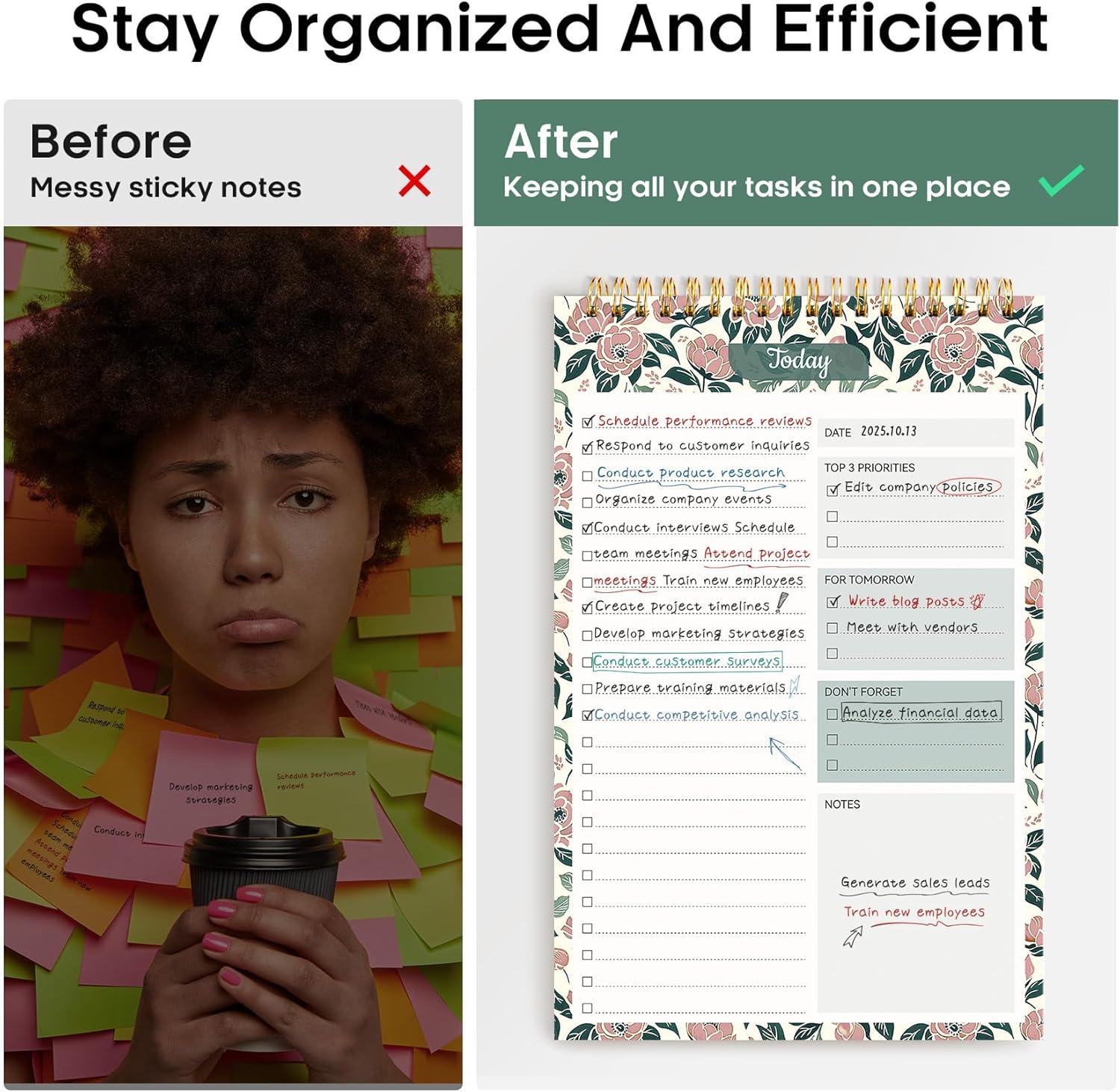 image:imageTaja To Do List Notepad To Do List Notebook for Work with 52 Sheets 98 x 65 Undated Daily Planner Perfect for Daily Tasks and Goal Setting Notepad Suitable for Office Home amp School Greenery SwaytRose Meadow