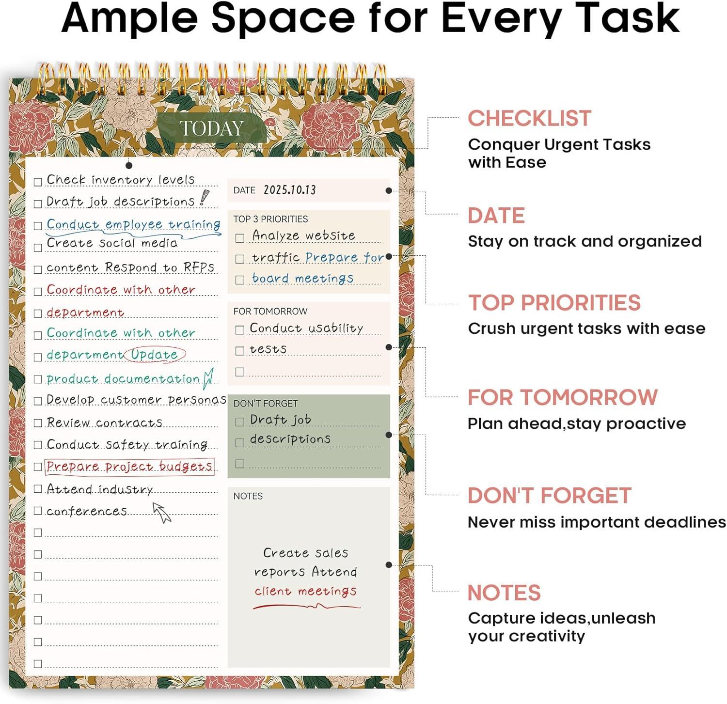 image:imageTaja To Do List Notepad To Do List Notebook for Work with 52 Sheets 98 x 65 Undated Daily Planner Perfect for Daily Tasks and Goal Setting Notepad Suitable for Office Home amp School Greenery SwaypOlive Grove