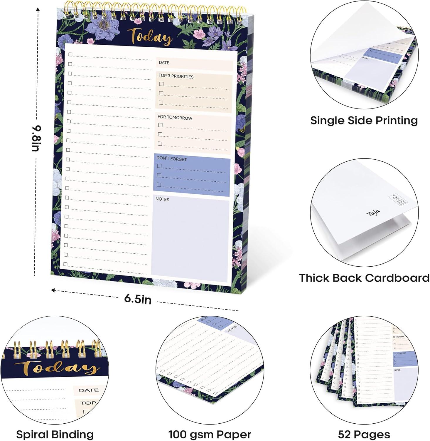 image:imageTaja To Do List Notepad To Do List Notebook for Work with 52 Sheets 98 x 65 Undated Daily Planner Perfect for Daily Tasks and Goal Setting Notepad Suitable for Office Home amp School Greenery SwayxBlue Meadow