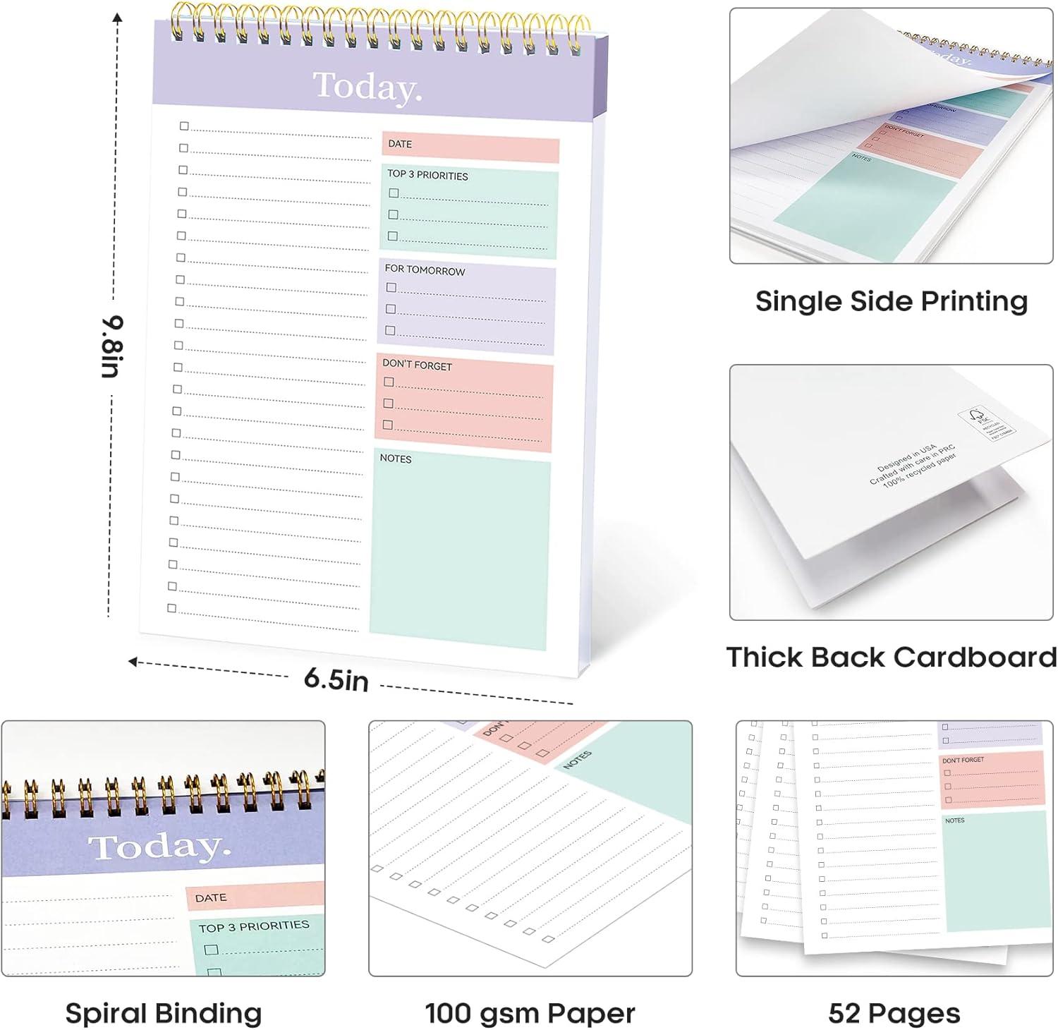 image:imageTaja To Do List Notepad To Do List Notebook for Work with 52 Sheets 98 x 65 Undated Daily Planner Perfect for Daily Tasks and Goal Setting Notepad Suitable for Office Home amp School Greenery SwaybViolet Dream