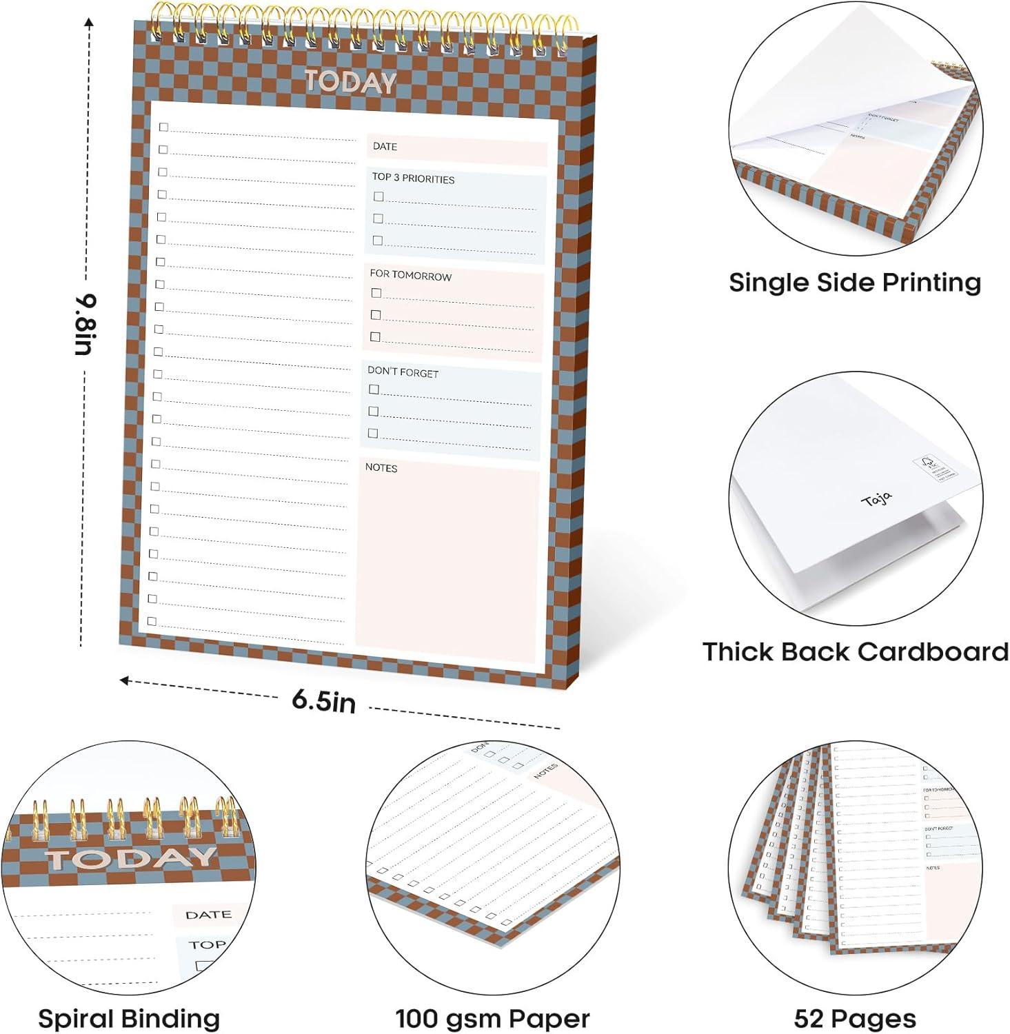 image:imageTaja To Do List Notepad To Do List Notebook for Work with 52 Sheets 98 x 65 Undated Daily Planner Perfect for Daily Tasks and Goal Setting Notepad Suitable for Office Home amp School Greenery SwayzEarth Checkered