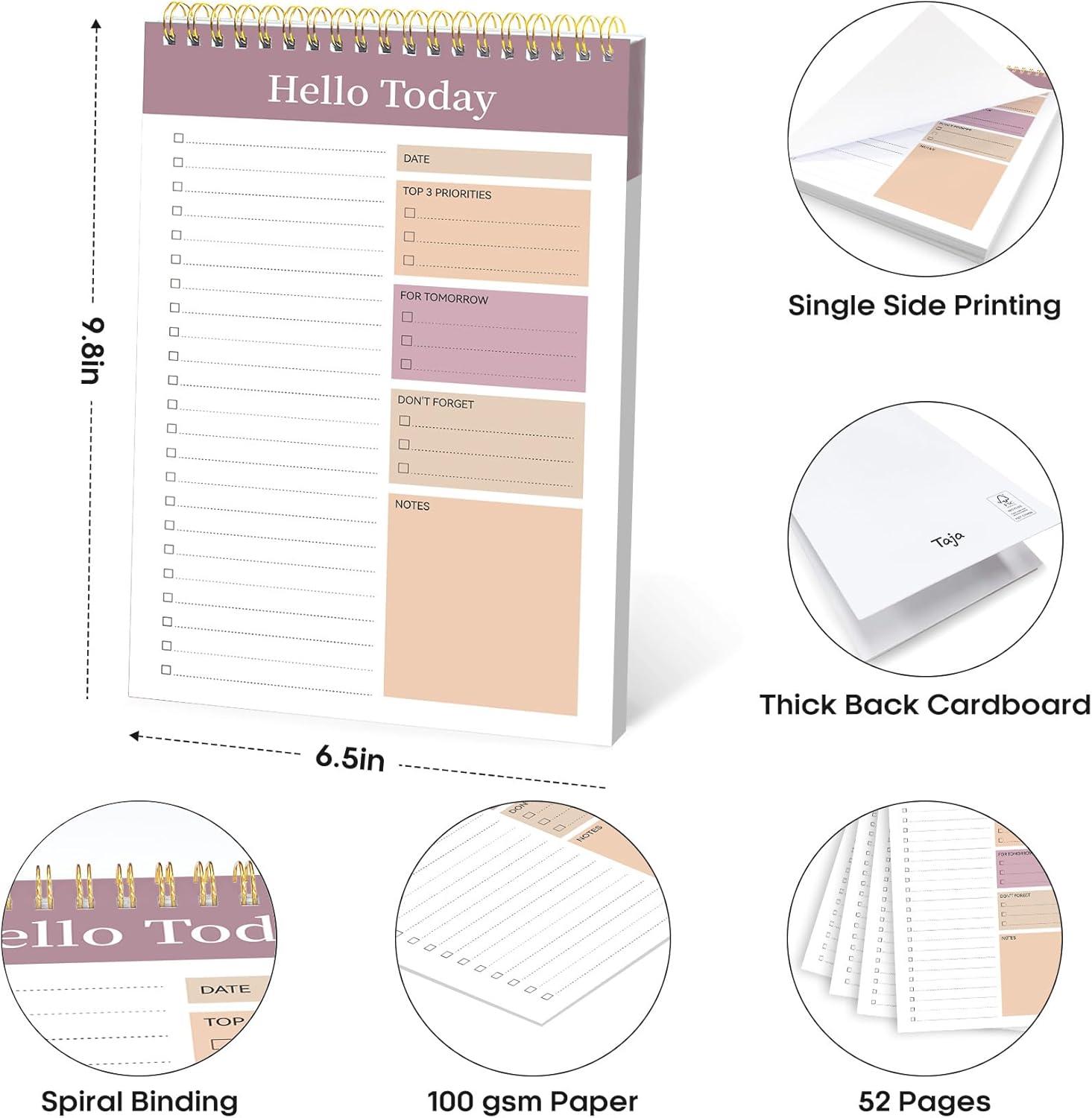 image:imageTaja To Do List Notepad To Do List Notebook for Work with 52 Sheets 98 x 65 Undated Daily Planner Perfect for Daily Tasks and Goal Setting Notepad Suitable for Office Home amp School Greenery SwaywPurple