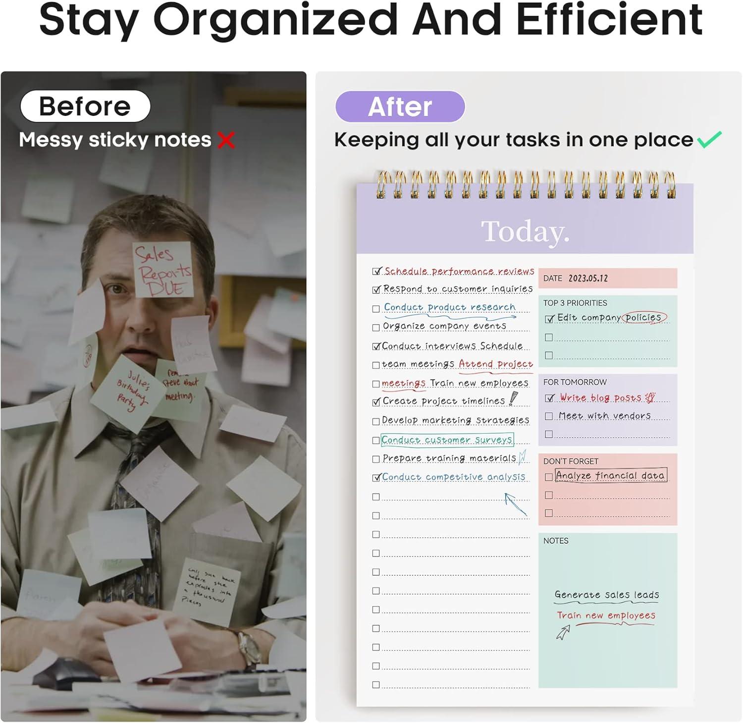 image:imageTaja To Do List Notepad To Do List Notebook for Work with 52 Sheets 98 x 65 Undated Daily Planner Perfect for Daily Tasks and Goal Setting Notepad Suitable for Office Home amp School Greenery SwaybViolet Dream