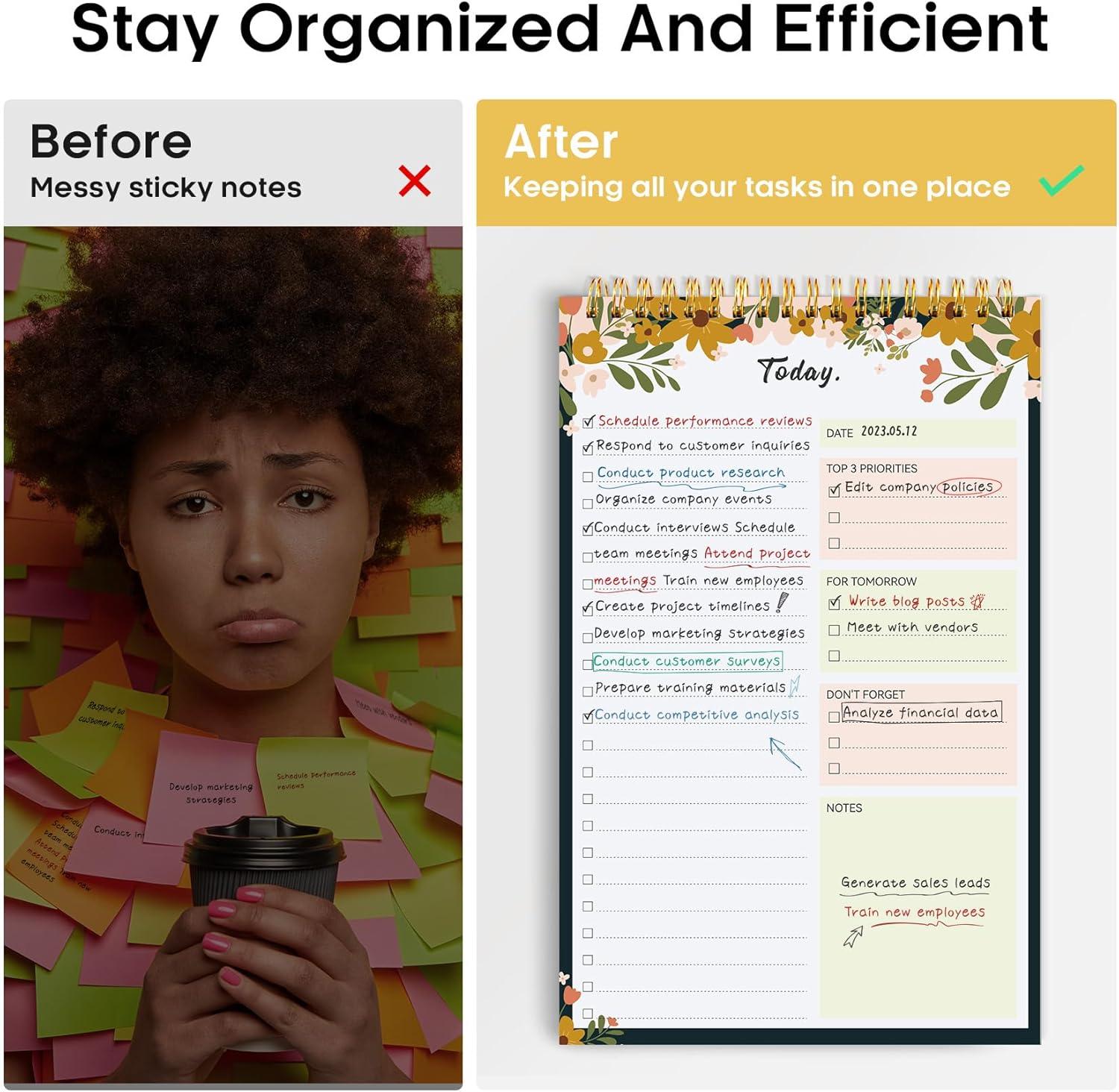 image:imageTaja To Do List Notepad To Do List Notebook for Work with 52 Sheets 98 x 65 Undated Daily Planner Perfect for Daily Tasks and Goal Setting Notepad Suitable for Office Home amp School Greenery SwaygRustic Floral