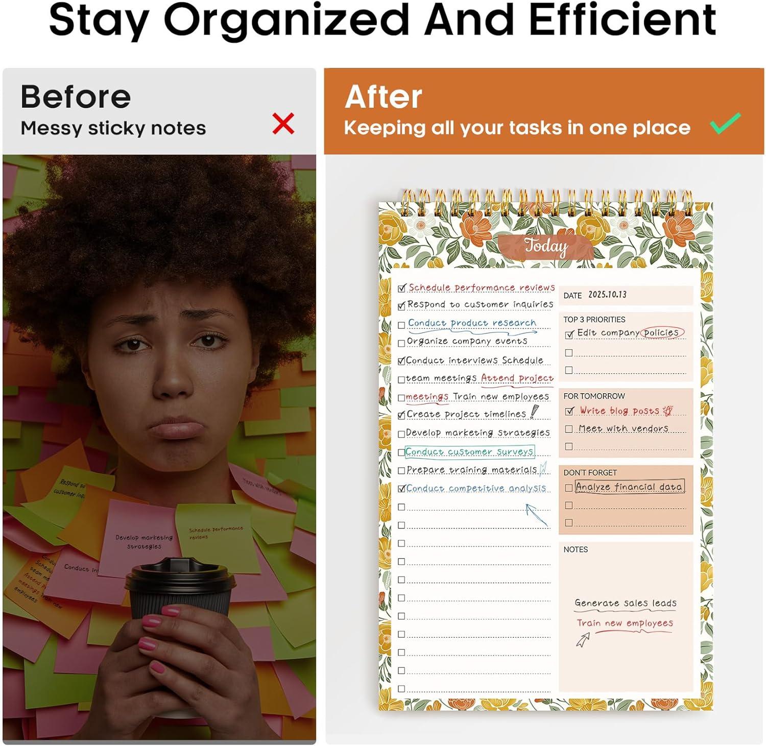 image:imageTaja To Do List Notepad To Do List Notebook for Work with 52 Sheets 98 x 65 Undated Daily Planner Perfect for Daily Tasks and Goal Setting Notepad Suitable for Office Home amp School Greenery SwayrSunshine Field