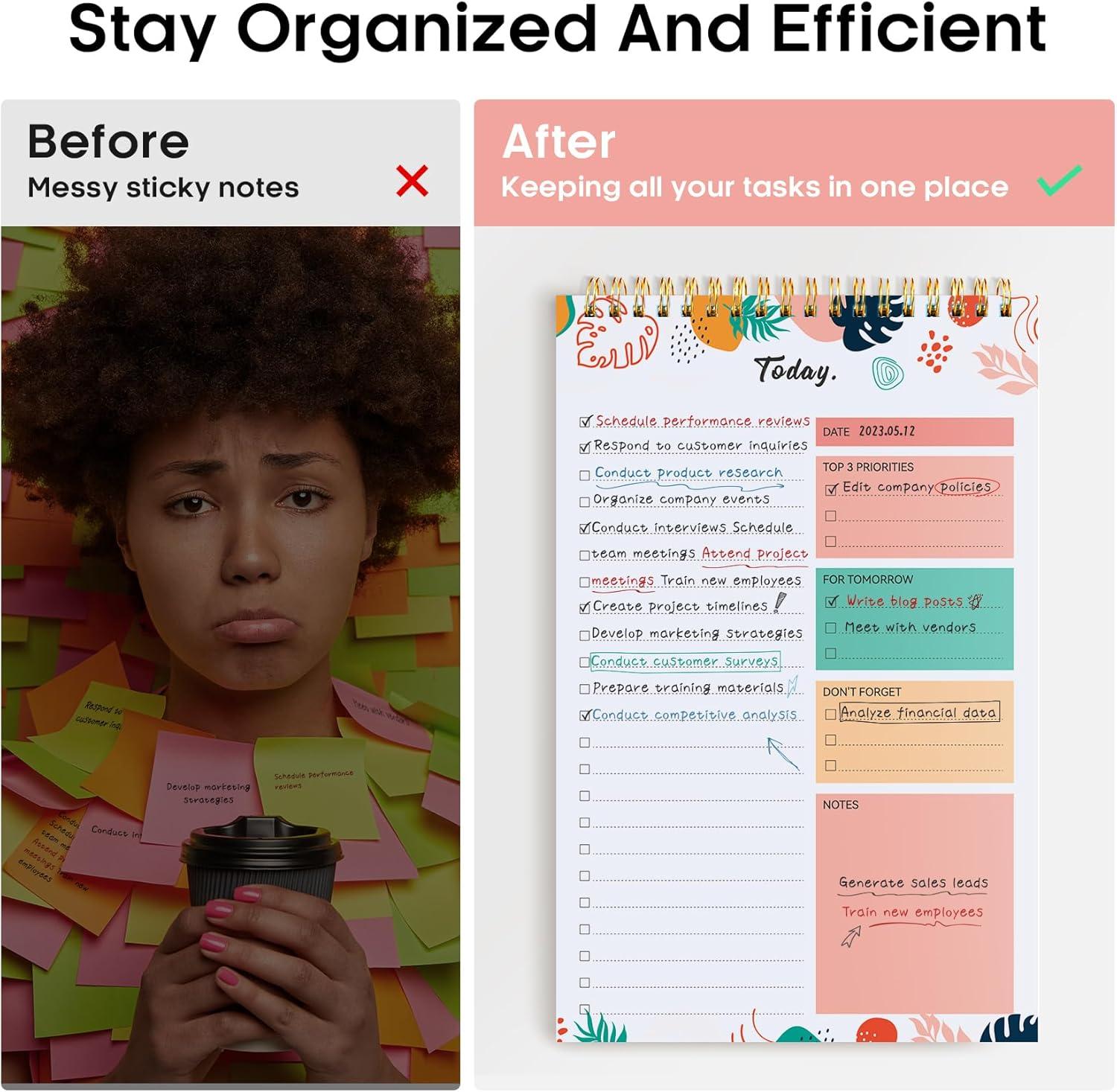 image:imageTaja To Do List Notepad To Do List Notebook for Work with 52 Sheets 98 x 65 Undated Daily Planner Perfect for Daily Tasks and Goal Setting Notepad Suitable for Office Home amp School Greenery SwayeBlossom Grove