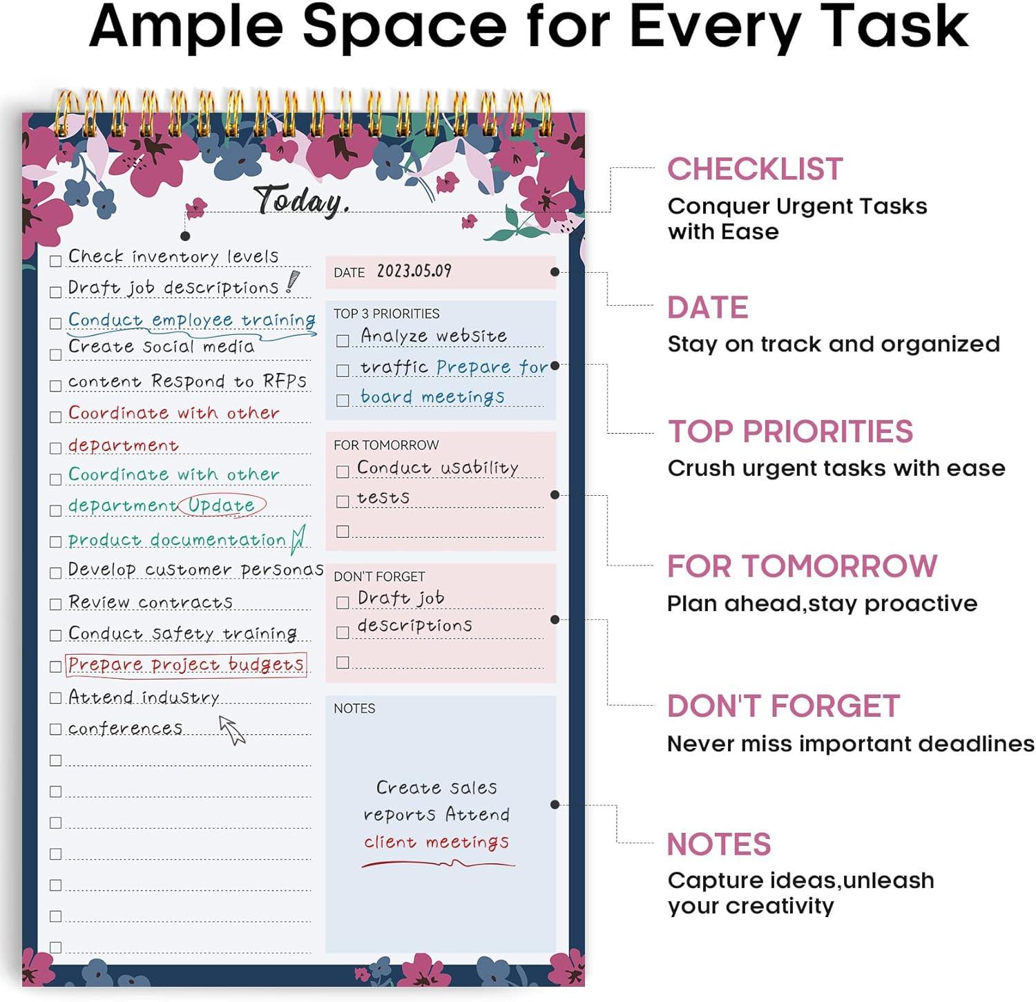image:imageTaja To Do List Notepad To Do List Notebook for Work with 52 Sheets 98 x 65 Undated Daily Planner Perfect for Daily Tasks and Goal Setting Notepad Suitable for Office Home amp School Greenery SwayiTwilight Petals