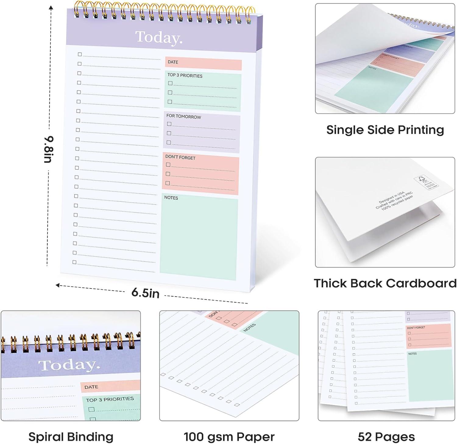 image:imageTaja To Do List Notepad To Do List Notebook for Work with 52 Sheets 98 x 65 Undated Daily Planner Perfect for Daily Tasks and Goal Setting Notepad Suitable for Office Home amp School Greenery SwaybViolet Dream