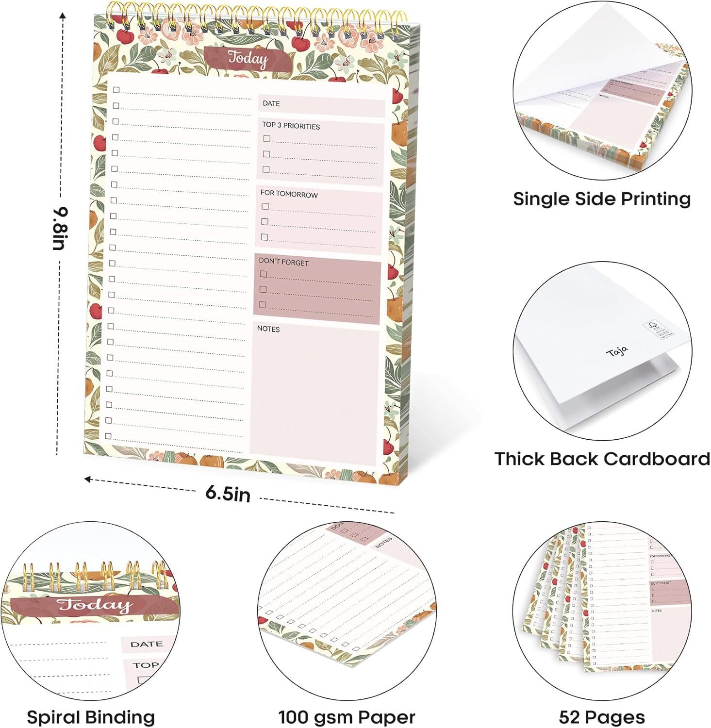 image:imageTaja To Do List Notepad To Do List Notebook for Work with 52 Sheets 98 x 65 Undated Daily Planner Perfect for Daily Tasks and Goal Setting Notepad Suitable for Office Home amp School Greenery SwayuCherry Orchard