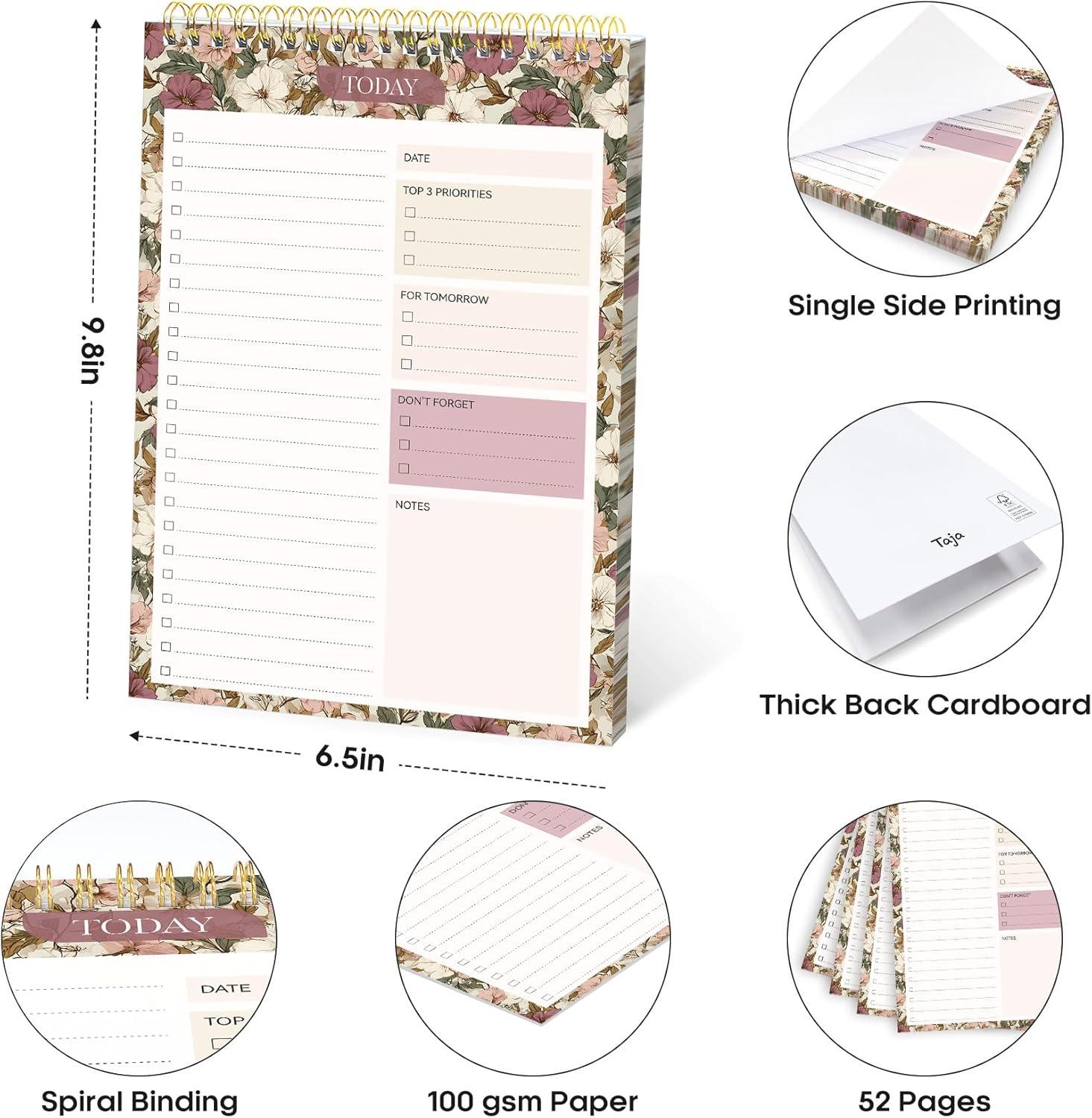 image:imageTaja To Do List Notepad To Do List Notebook for Work with 52 Sheets 98 x 65 Undated Daily Planner Perfect for Daily Tasks and Goal Setting Notepad Suitable for Office Home amp School Greenery SwayqMauve Muse