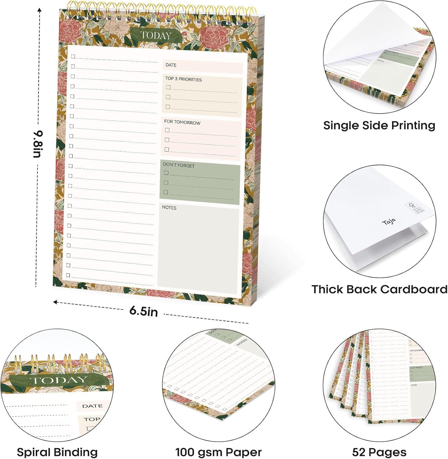 image:imageTaja To Do List Notepad To Do List Notebook for Work with 52 Sheets 98 x 65 Undated Daily Planner Perfect for Daily Tasks and Goal Setting Notepad Suitable for Office Home amp School Greenery SwaypOlive Grove