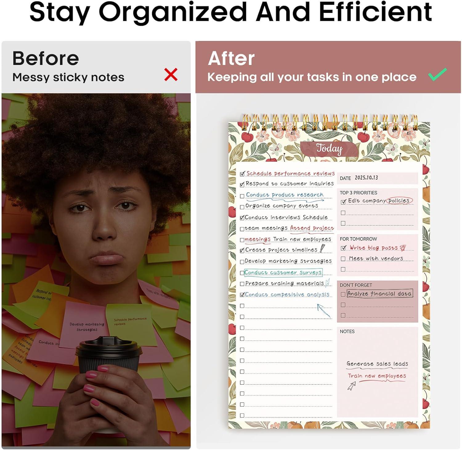 image:imageTaja To Do List Notepad To Do List Notebook for Work with 52 Sheets 98 x 65 Undated Daily Planner Perfect for Daily Tasks and Goal Setting Notepad Suitable for Office Home amp School Greenery SwayuCherry Orchard