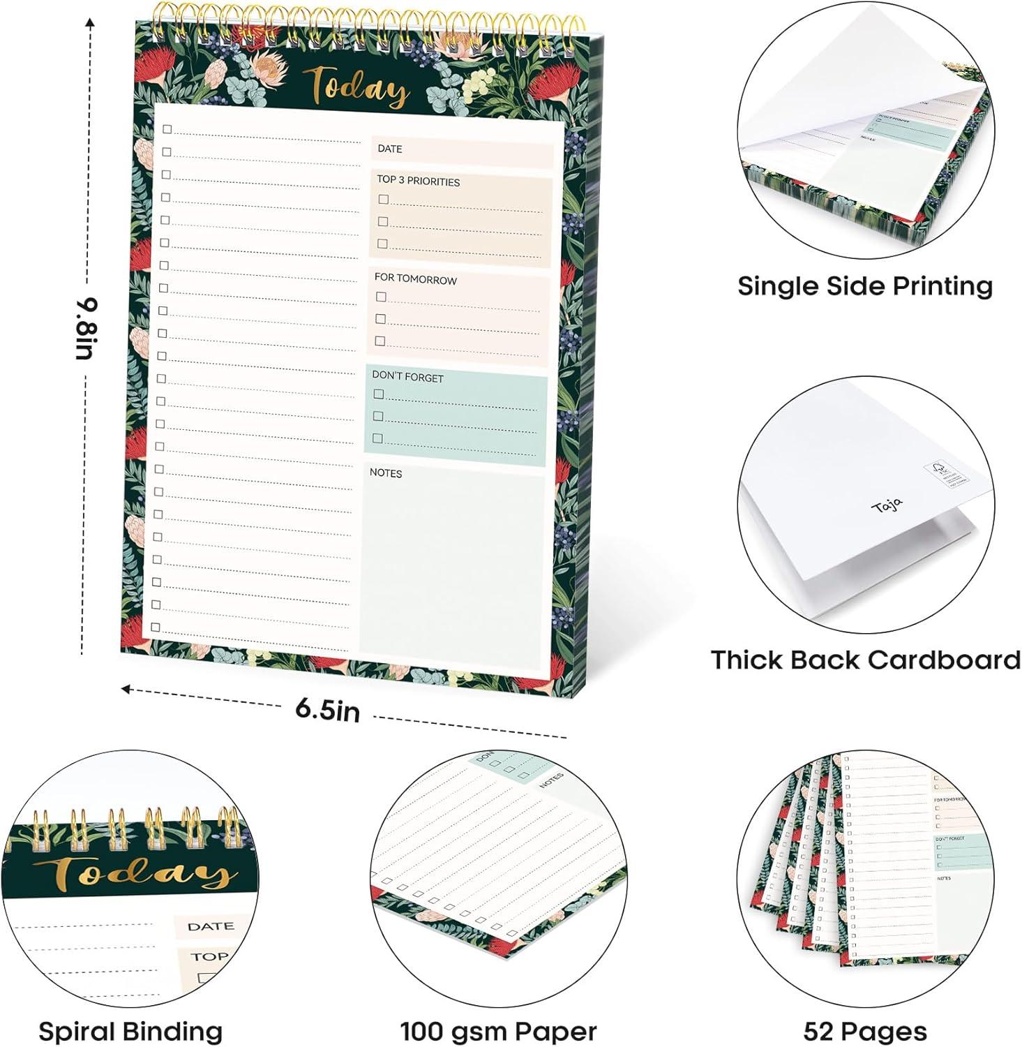 image:imageTaja To Do List Notepad To Do List Notebook for Work with 52 Sheets 98 x 65 Undated Daily Planner Perfect for Daily Tasks and Goal Setting Notepad Suitable for Office Home amp School Greenery SwayySage Blossom