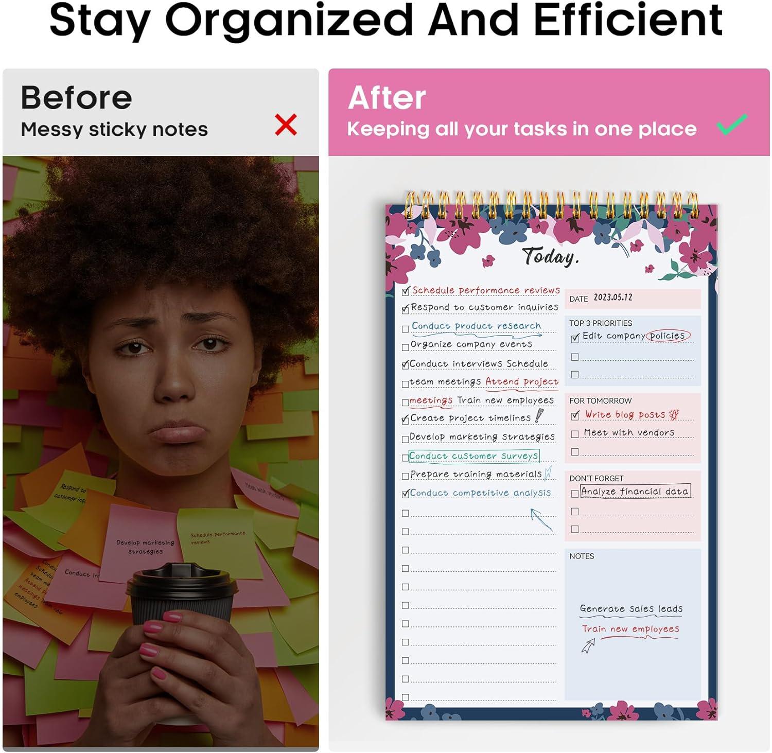 image:imageTaja To Do List Notepad To Do List Notebook for Work with 52 Sheets 98 x 65 Undated Daily Planner Perfect for Daily Tasks and Goal Setting Notepad Suitable for Office Home amp School Greenery SwayiTwilight Petals