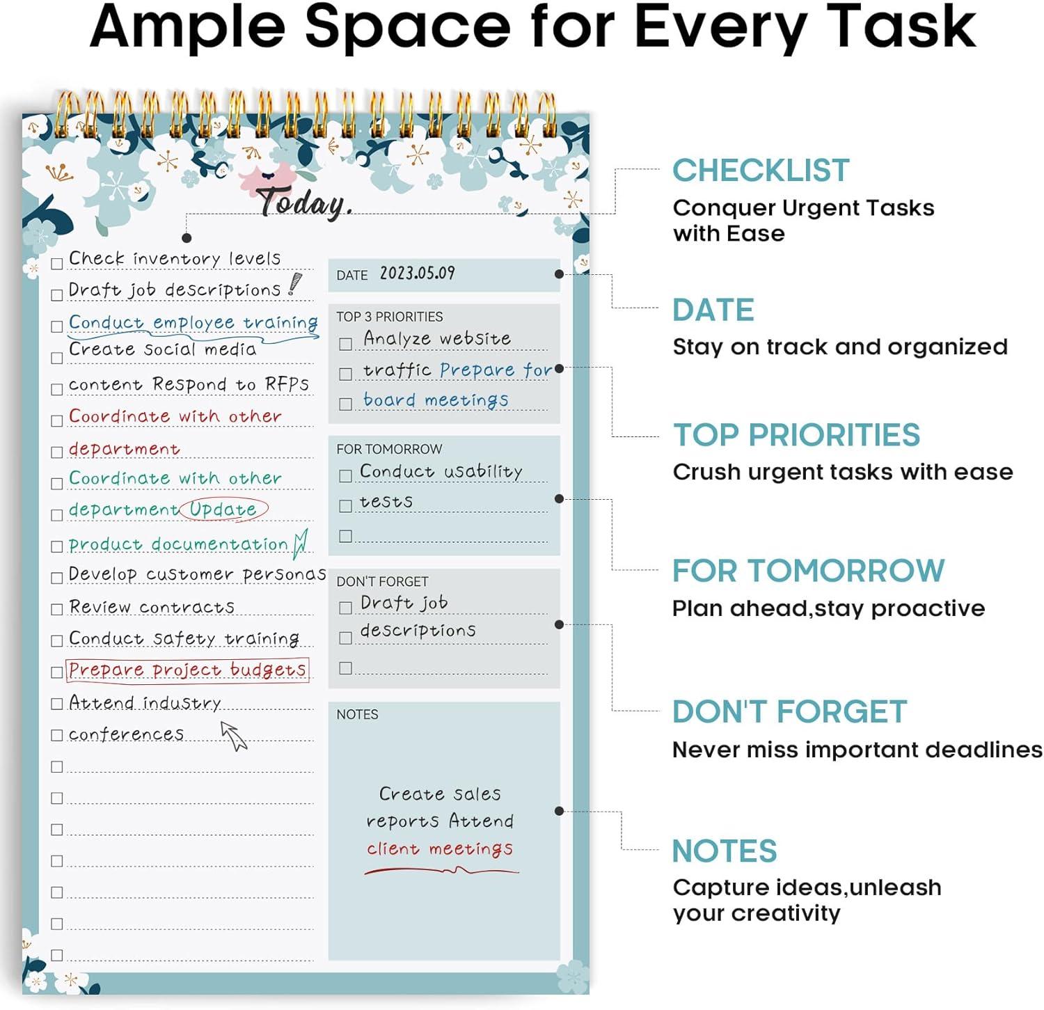 image:imageTaja To Do List Notepad To Do List Notebook for Work with 52 Sheets 98 x 65 Undated Daily Planner Perfect for Daily Tasks and Goal Setting Notepad Suitable for Office Home amp School Greenery SwayhBlue Breeze